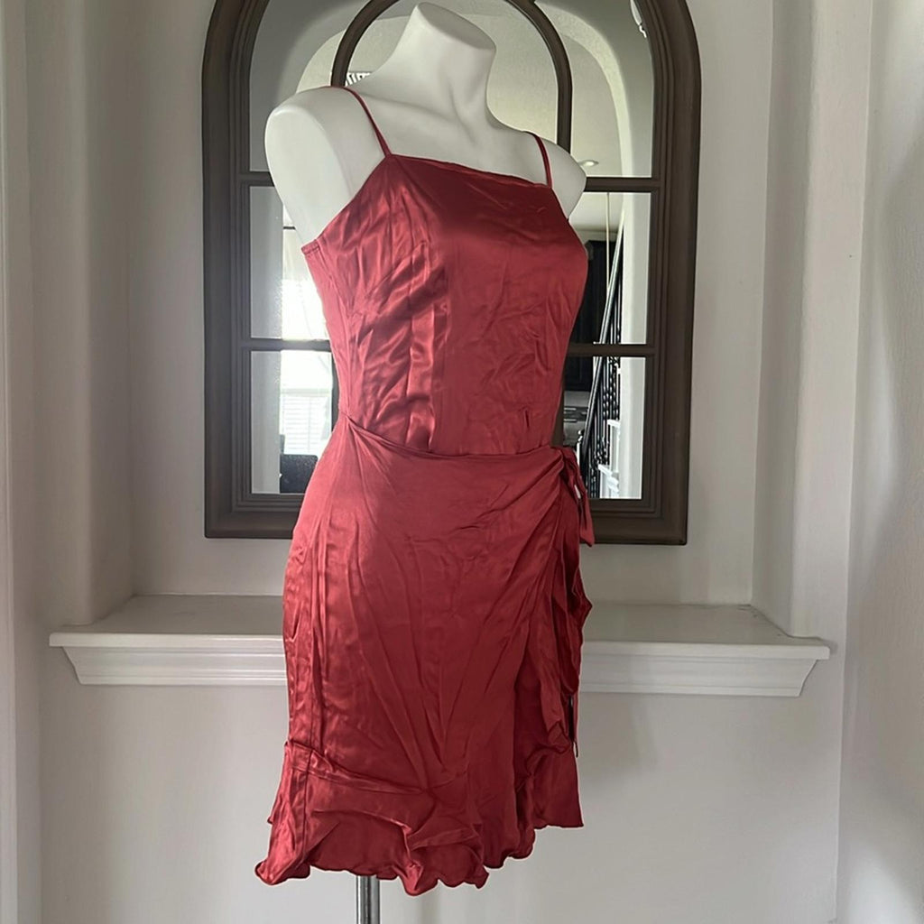 Donna Mizani X Revolve Antonia Faux Wrap Ruffle Dress, NEW, Size M Retail $215