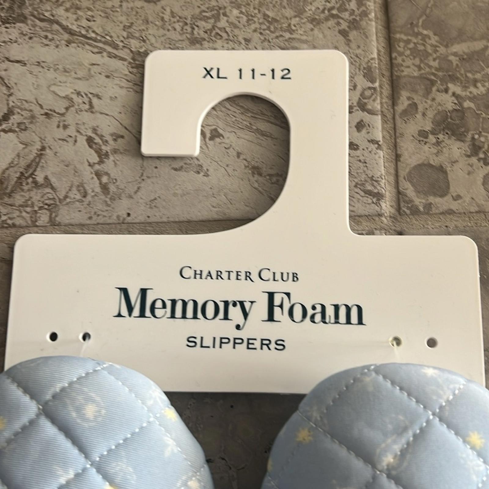 New Charter Club Quilted Paisley Floral Slippers, Blue Size XL (US 11-12) NWT