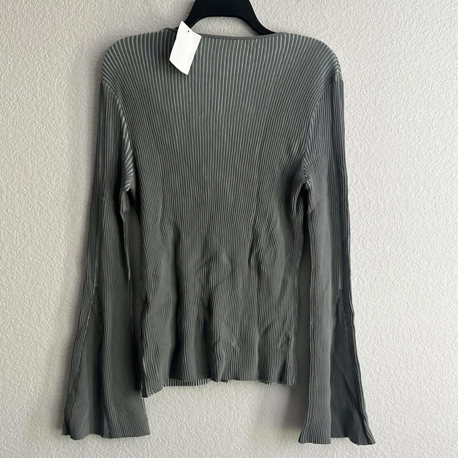 Emporio Armani Bi-Color Ribbed Flare Long Sleeve Sweater, NEW, Size US 14, IT 50