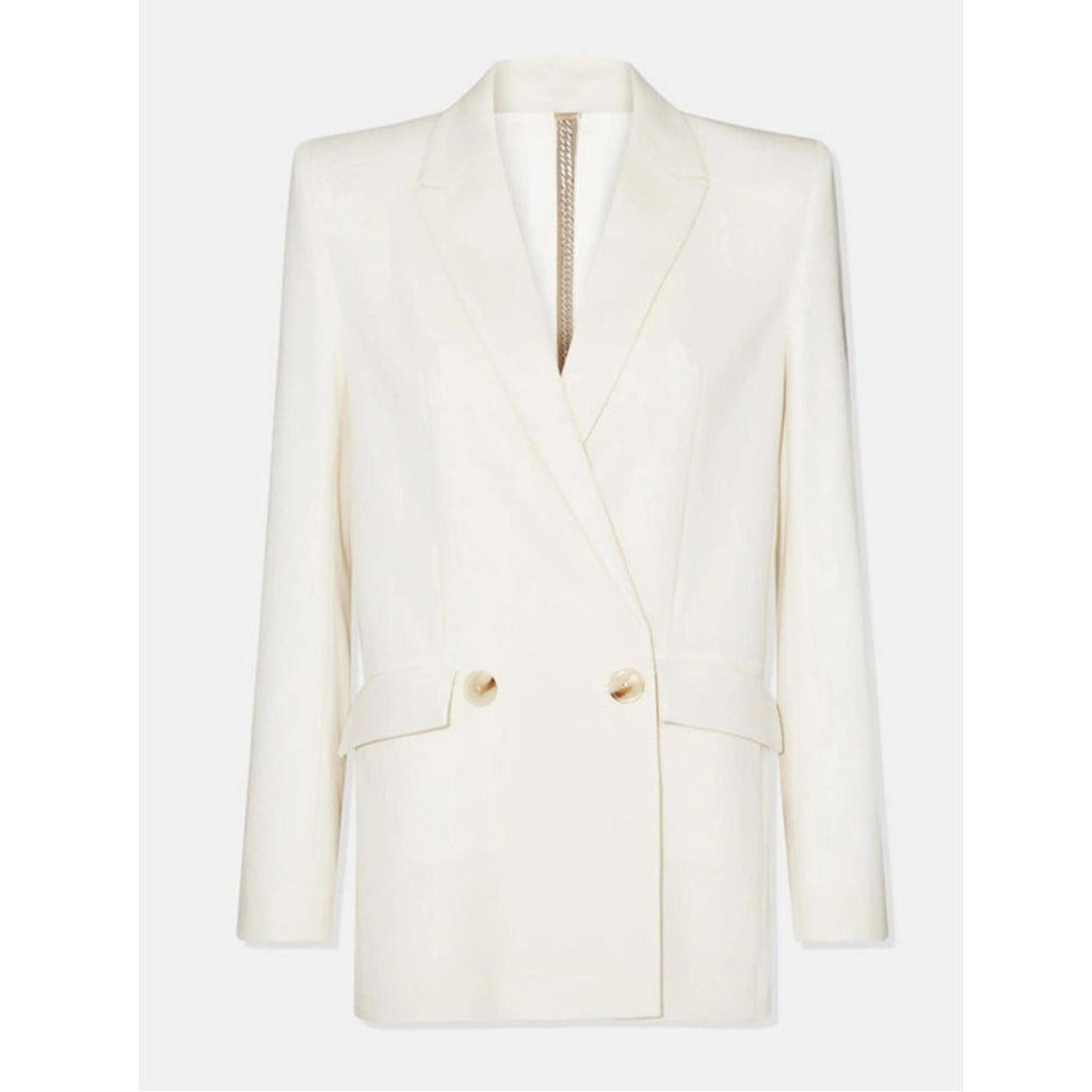 Galvan London Spinal Chain Embellished Blazer in Off White/Silver, NWT, Size 2