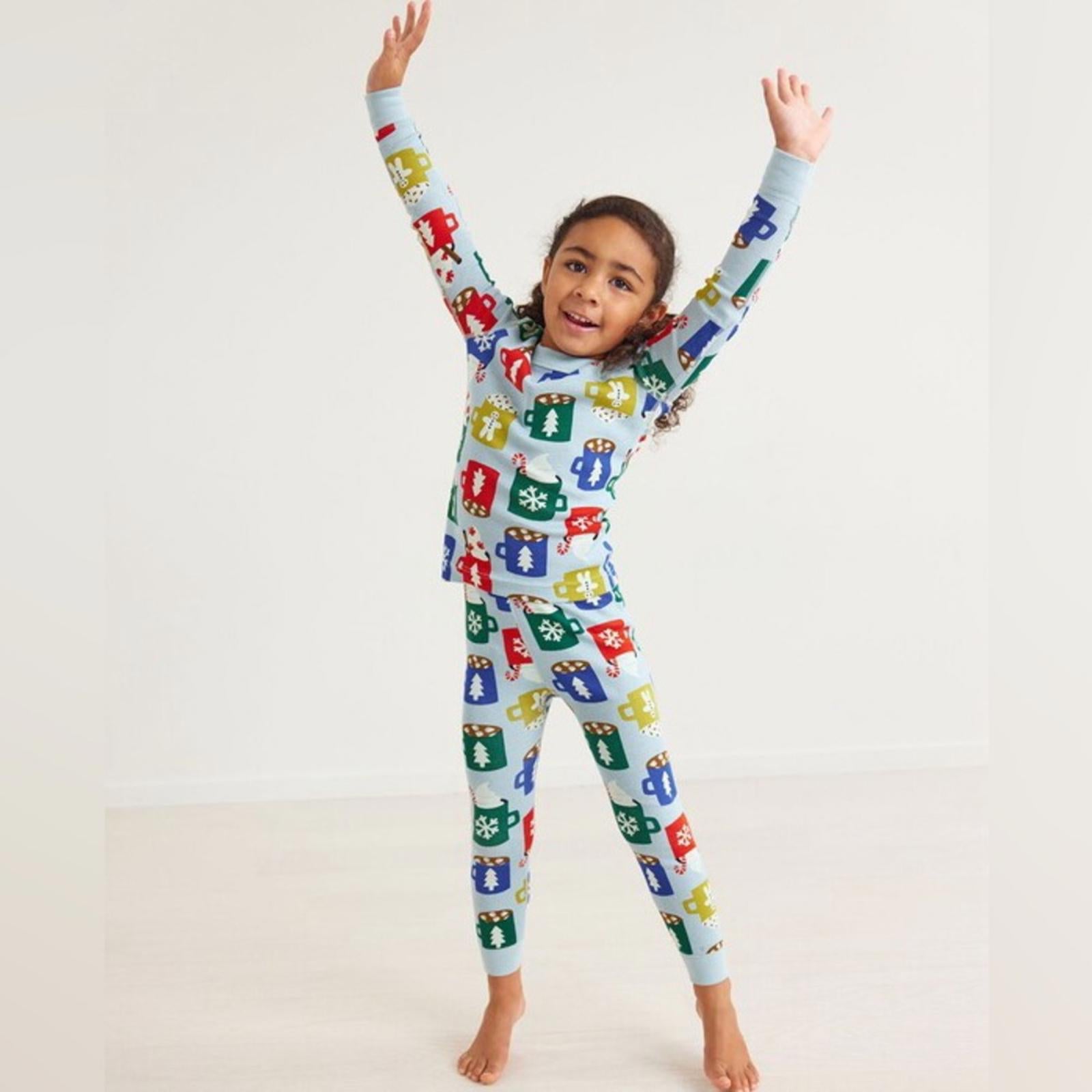 Hanna Anderson Long John Pajama Set, Holiday Cozy Cocoa Cups Size 8 New w/Tag