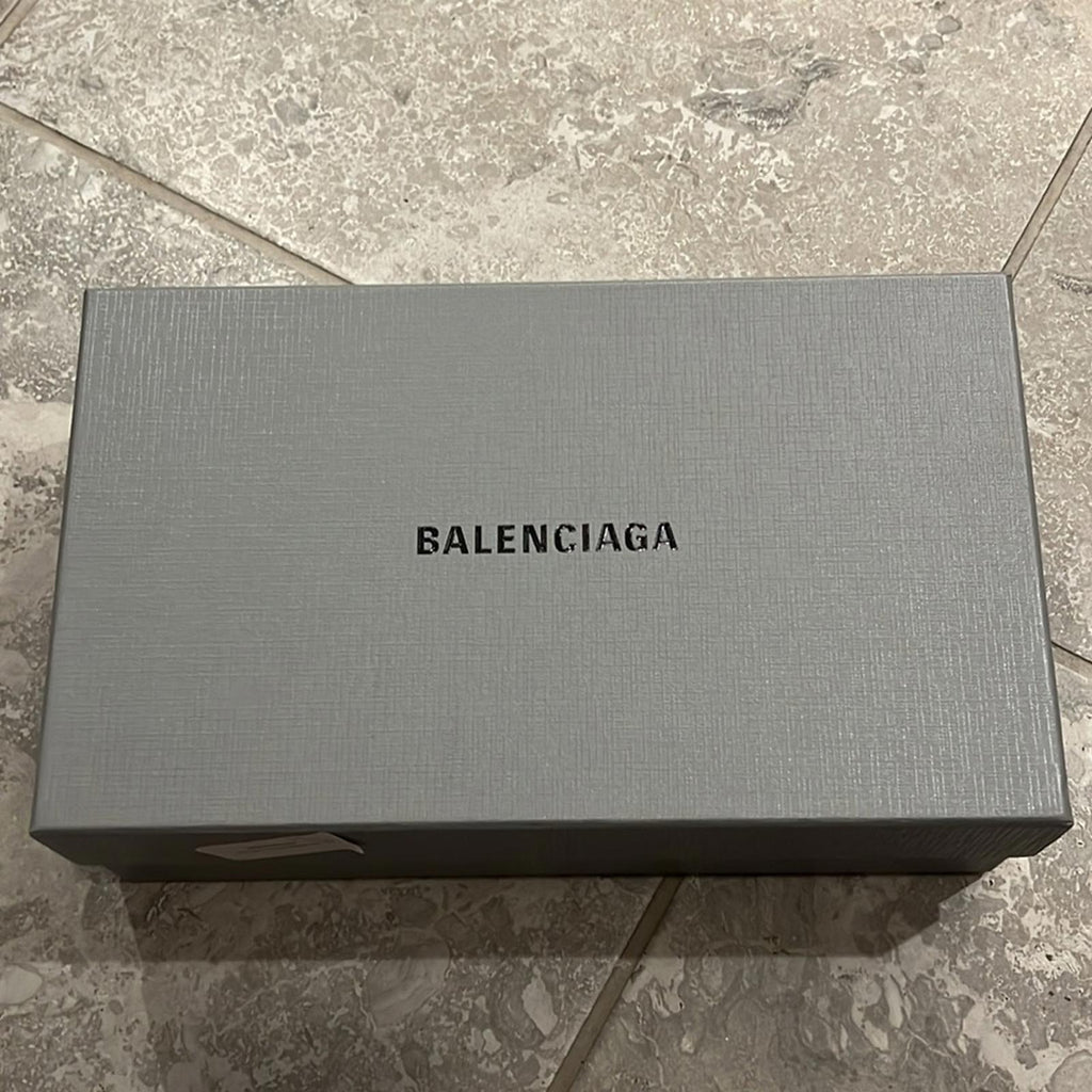 Balenciaga Knife Glitter High Heel Mules in Silver Titanium Size 36 New in Box