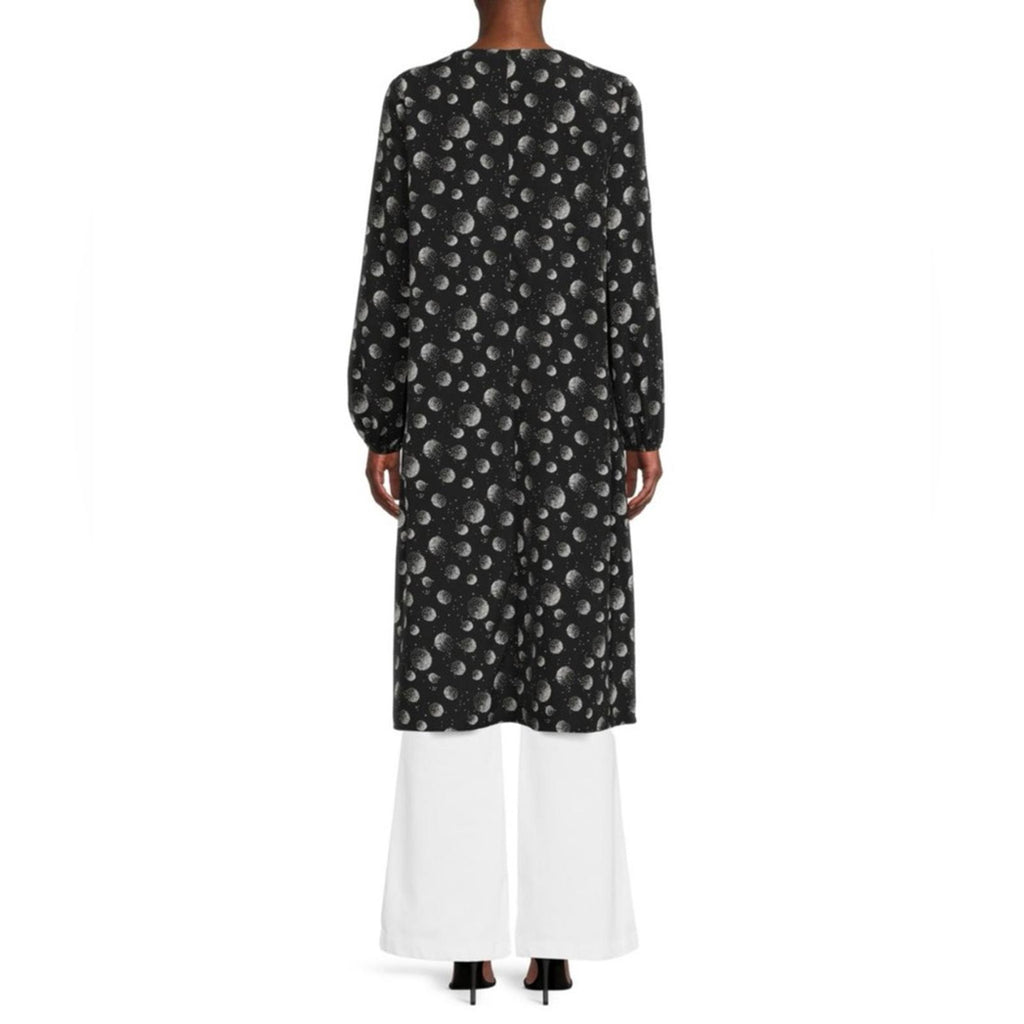 Patrizia Luca Oversized Geometric Moon Print Hi-Low Tunic, Black/White XS NWT
