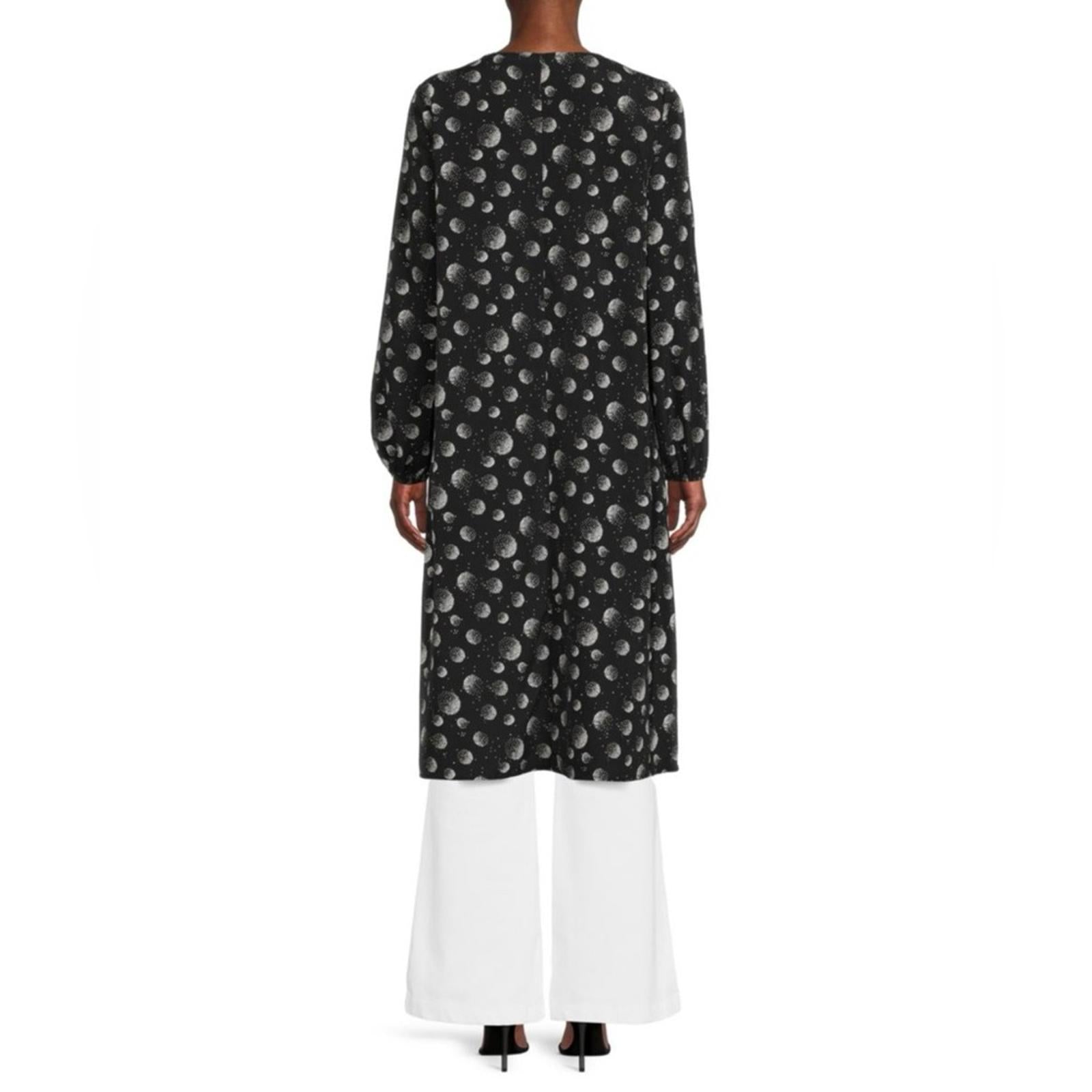 Patrizia Luca Oversized Geometric Moon Print Hi-Low Tunic, Black/White XS NWT