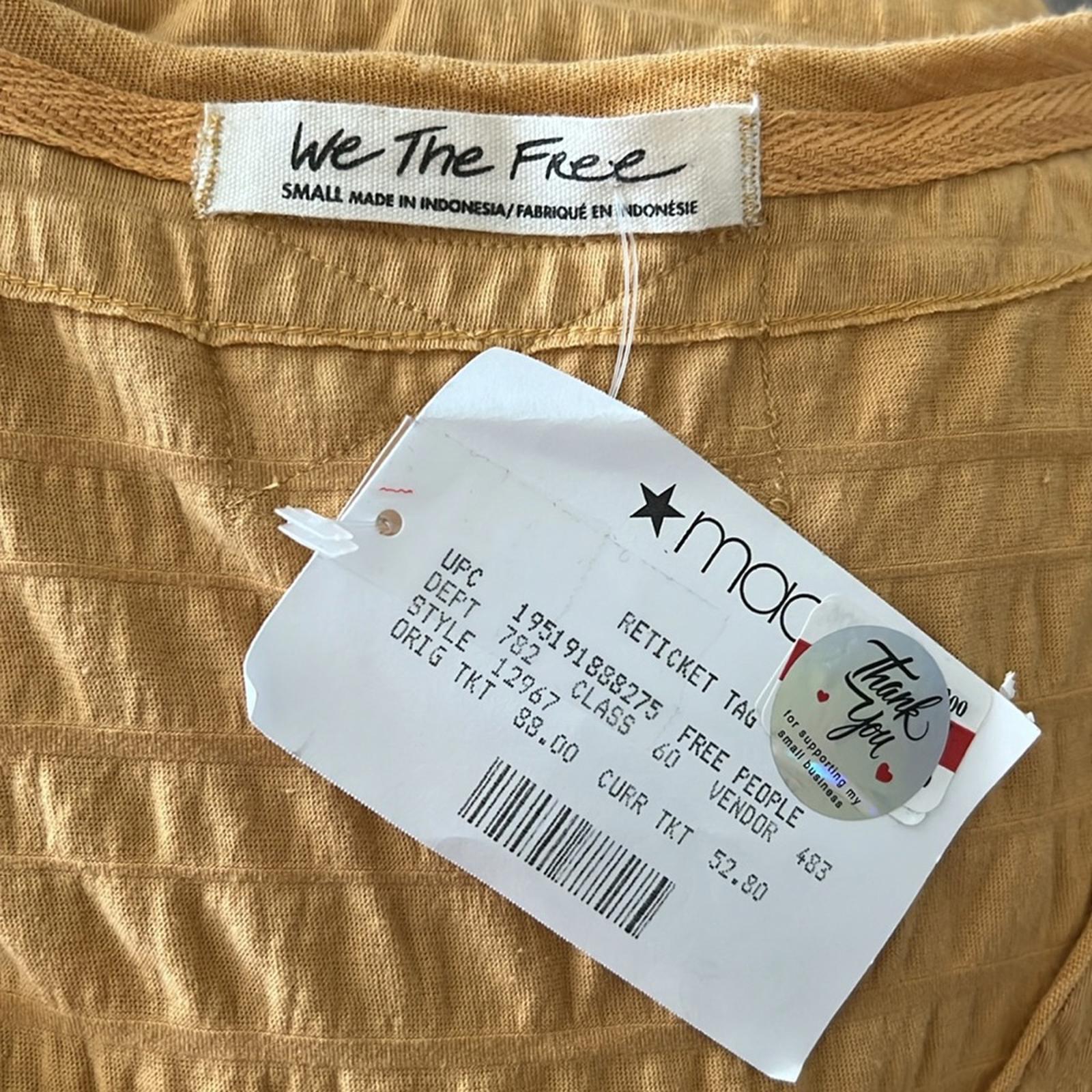 Free People Sugar Cube Smocked Tee, Size S New w/Tag