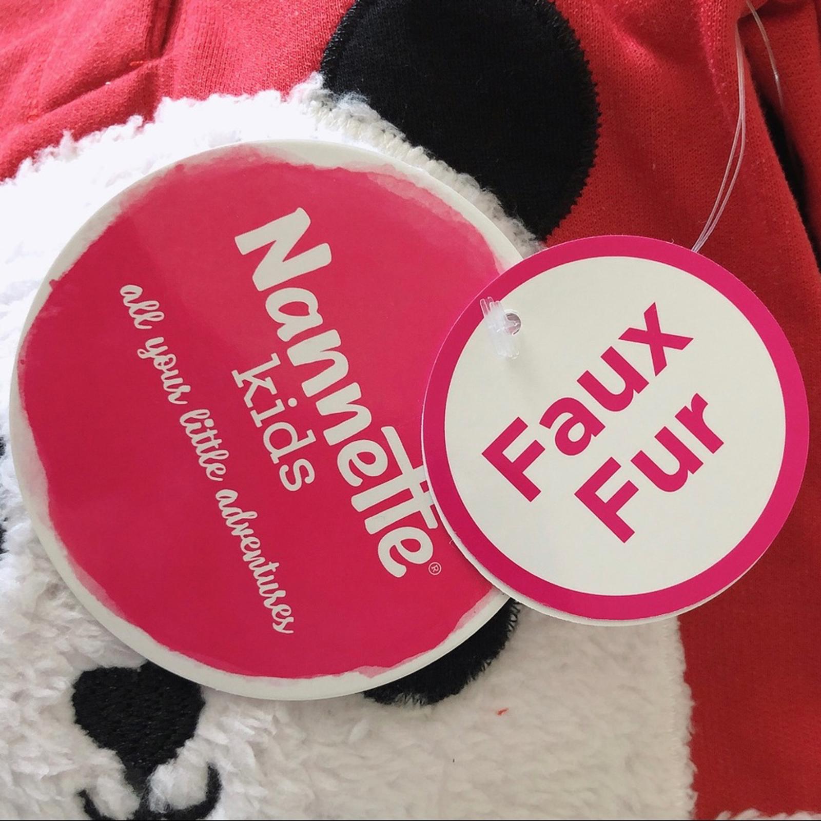Nannette Kids 2-pc Red Panda Bear Faux Fur Matching Hoodie & Pants, 6-9Mos NWT