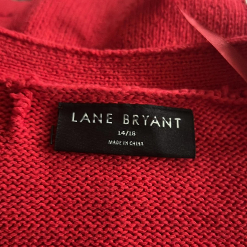 NEW Lane Bryant V-Neck Button-Front Star Cardigan Red/White Size 14/16