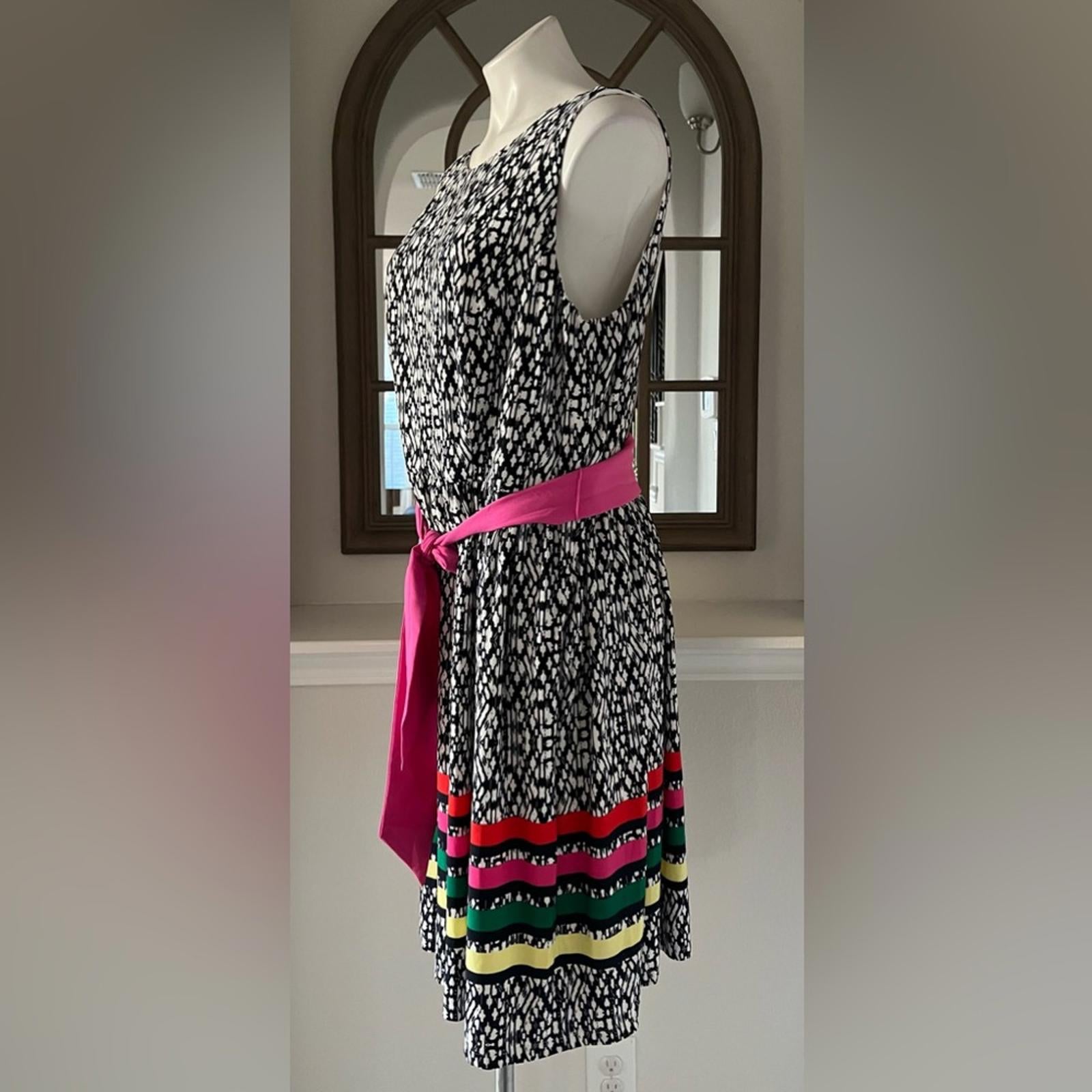 NEW Eliza J Fit & Flare Midi Dress in Black/White/Multi Plus Size 16W EXCELLENT!