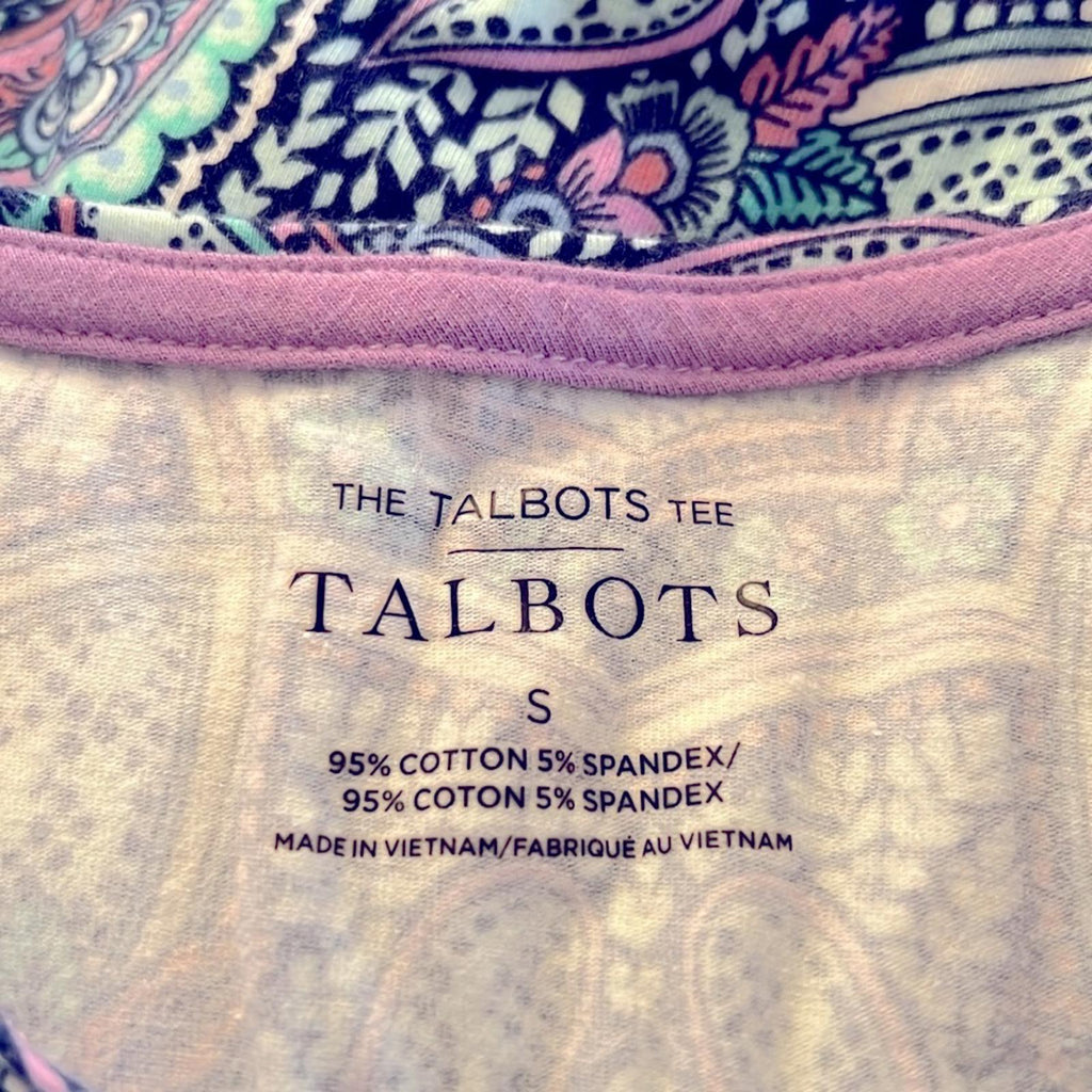 Talbots Crewneck Long Sleeve Tee, Mosaic Size S EXCELLENT!
