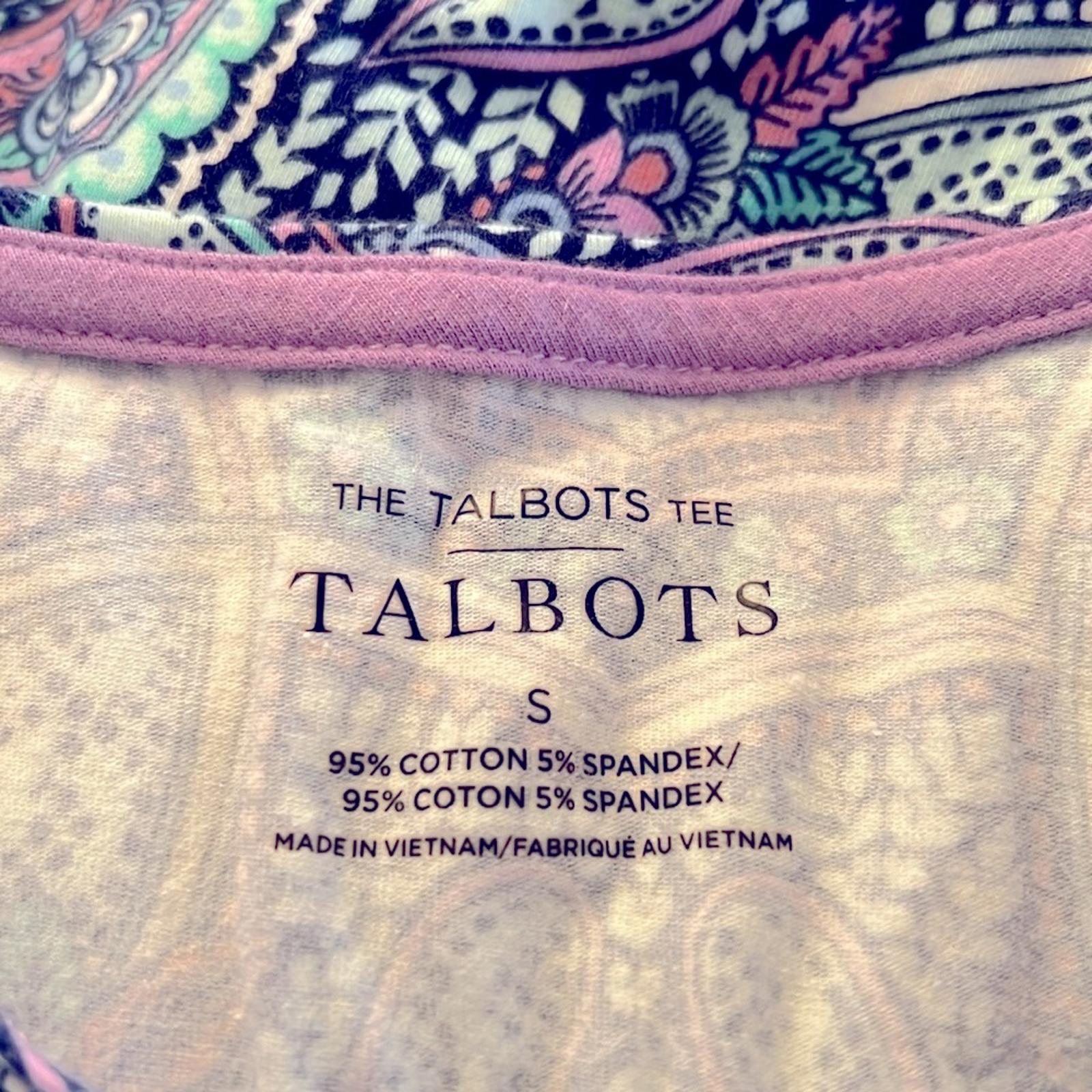 Talbots Crewneck Long Sleeve Tee, Mosaic Size S EXCELLENT!