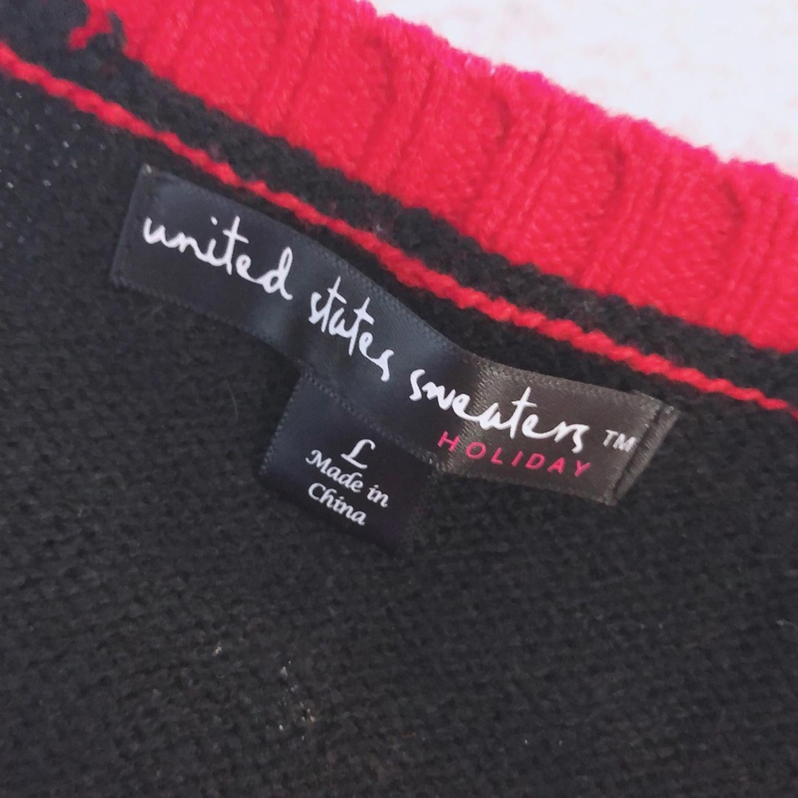United States Sweaters Crewneck Holiday Sweater in Black/Red, Size L EXCELLENT