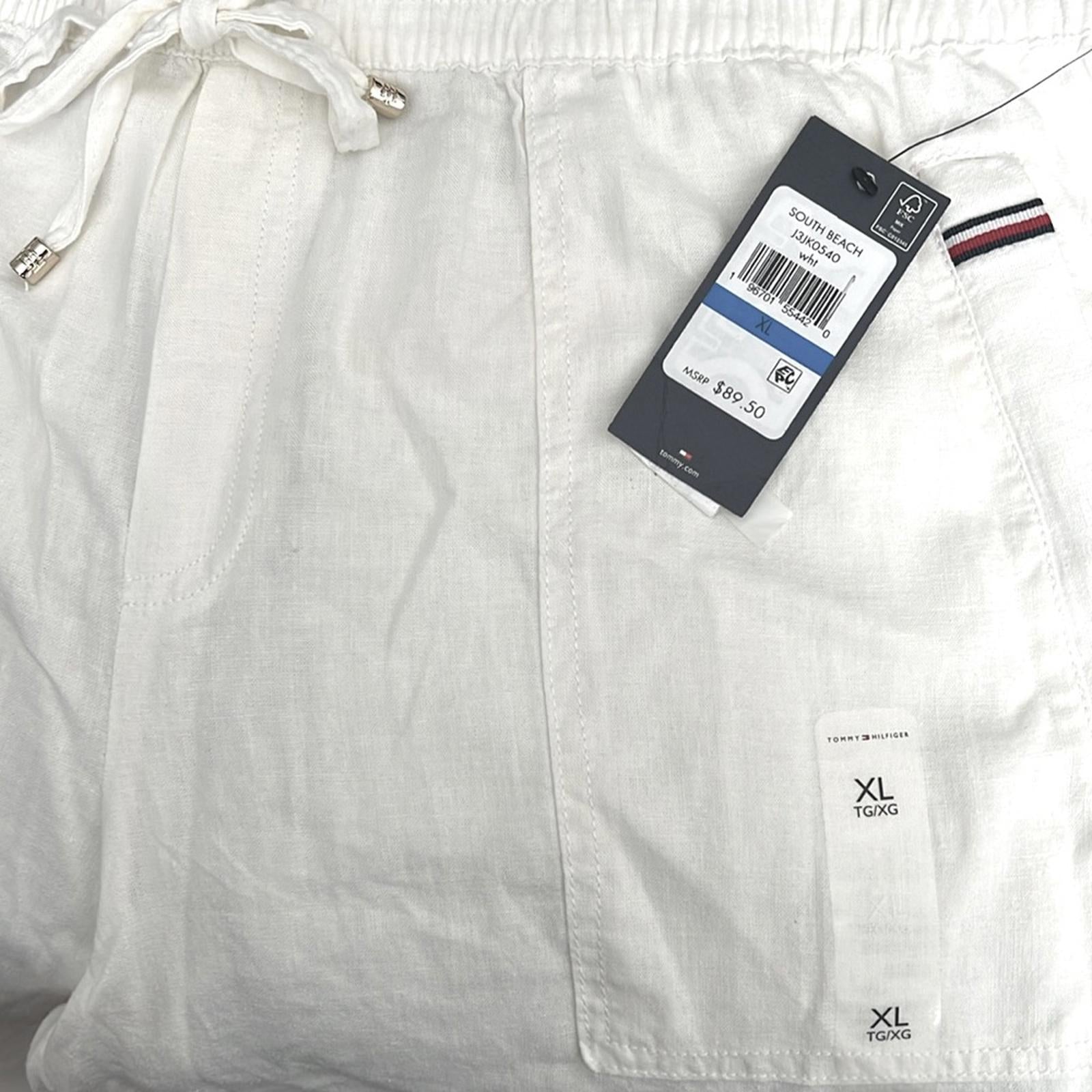 Tommy Hilfiger Linen-Blend Drawstring-Waist Straight-Leg Pants Size XL NWT $89.5