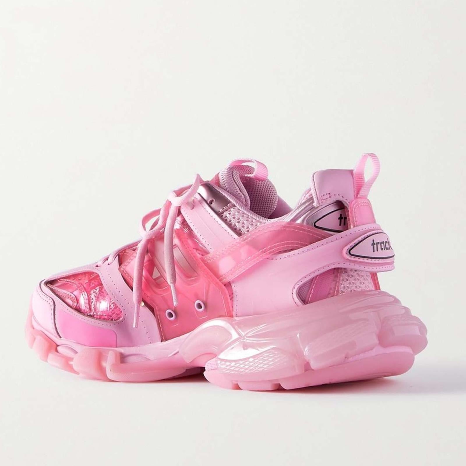 Balenciaga Track Clearsole Logo-Detailed Sneakers in Pink, Size 37 New +Dust Bag
