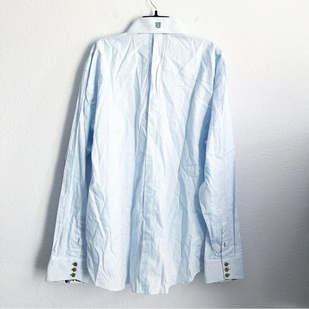 BOGOSSE Blue Jacquard Button-Up Dress Shirt, NWT, Size 8/4X