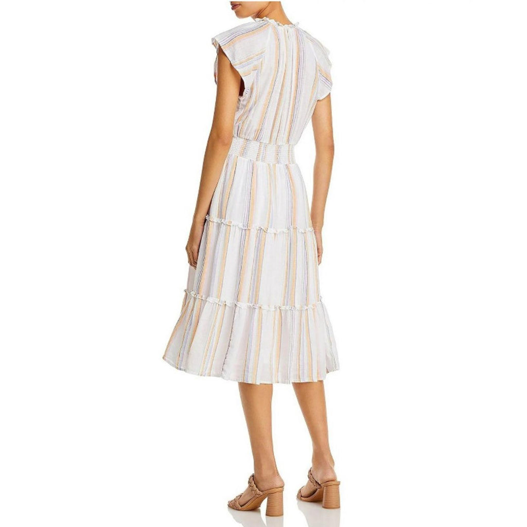 Rails Amellia Smocked Linen Midi Dress in Merida Stripe, Size M NEW w/Tag $228