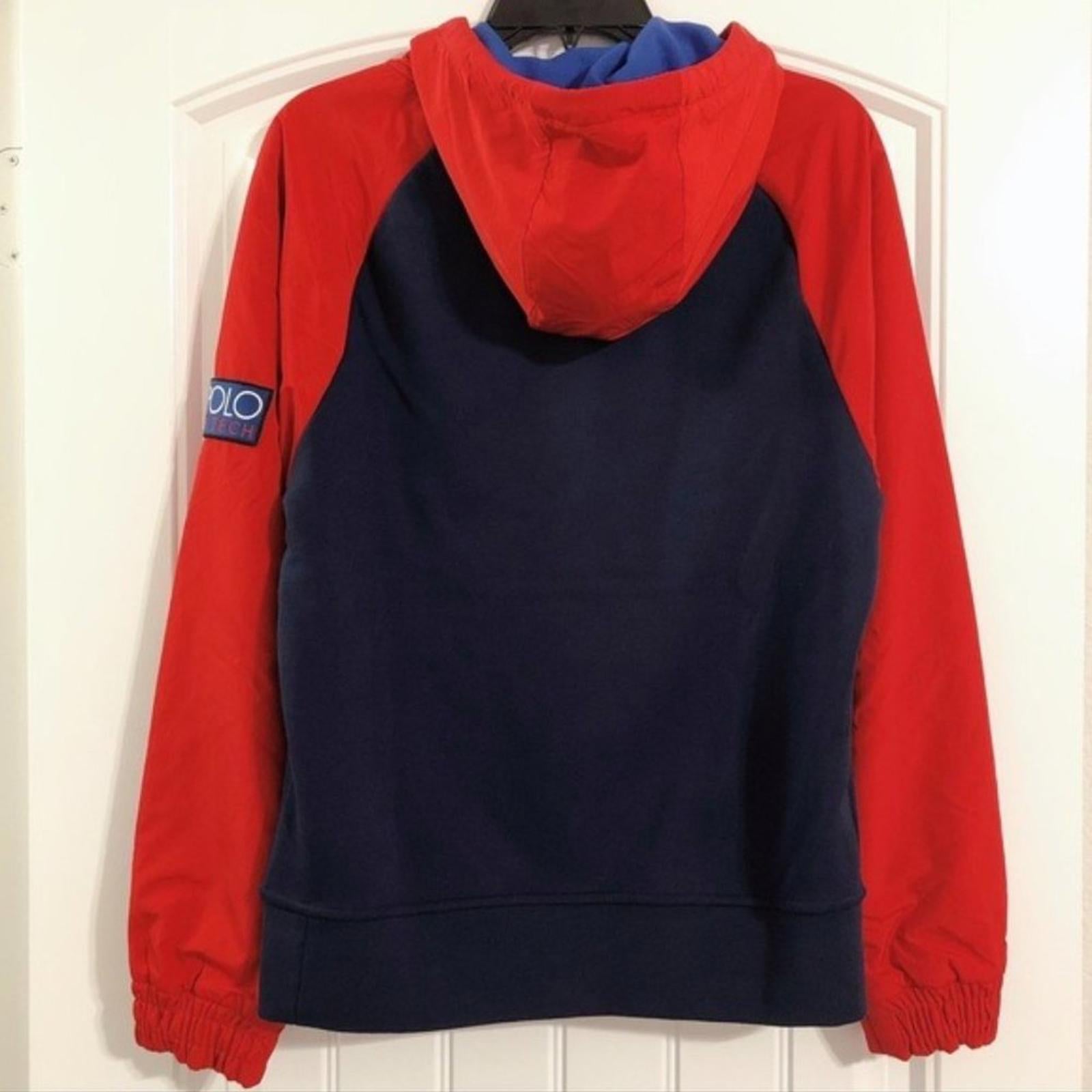 Polo Hi-Tech Ralph Lauren Sweatshirt Hoodie in Red & Blue Size S New w/Tag