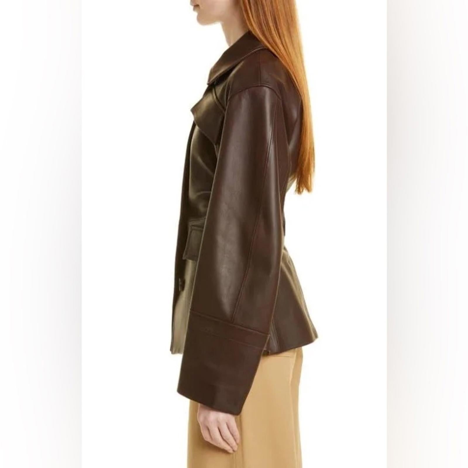Vince 100% Lamb Leather Safari Jacket in Brown, Size M New w/Tag Retail $1495