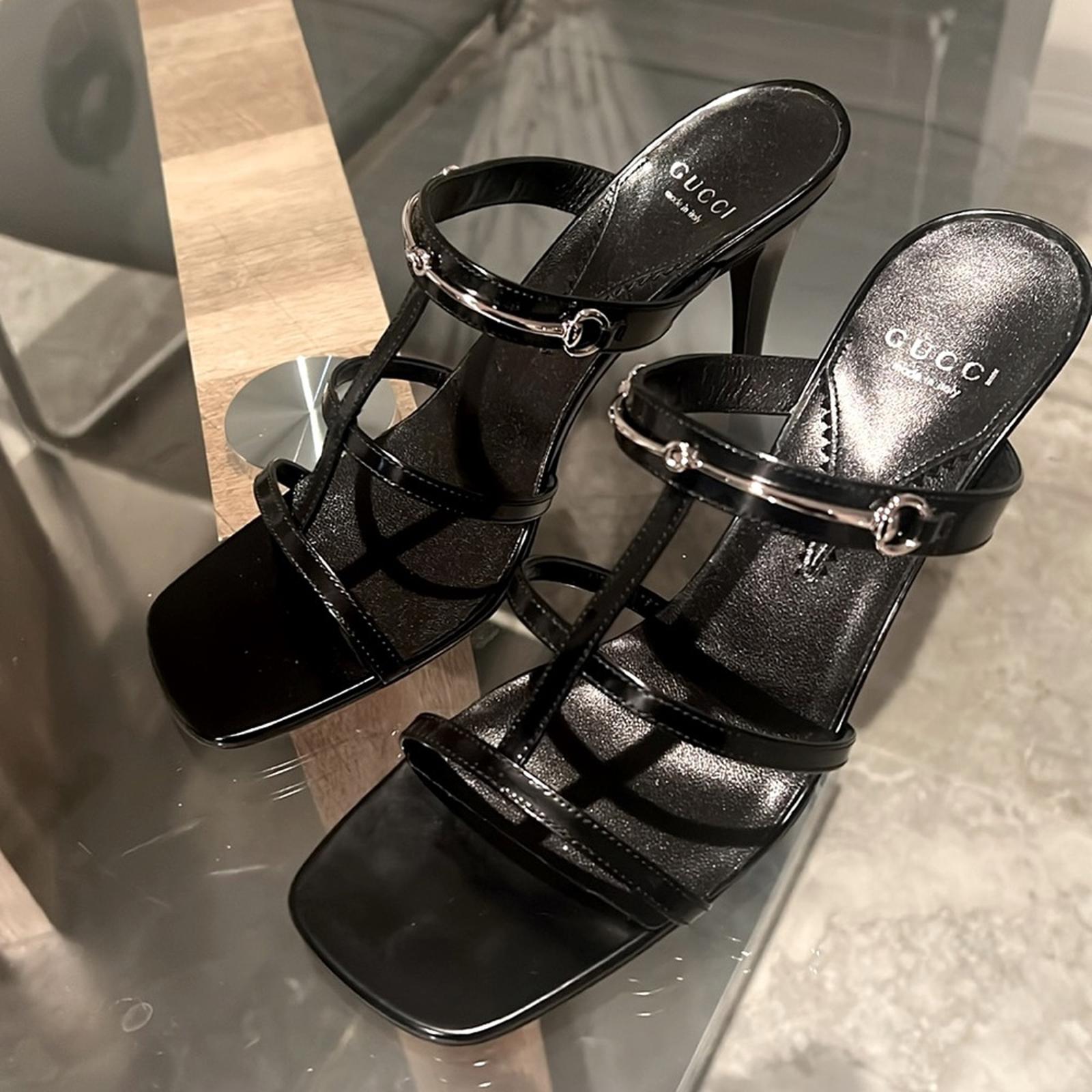 Gucci Divine Horsebit-Detailed Leather Mules 1000 Nero Size 39.5 +DustBags