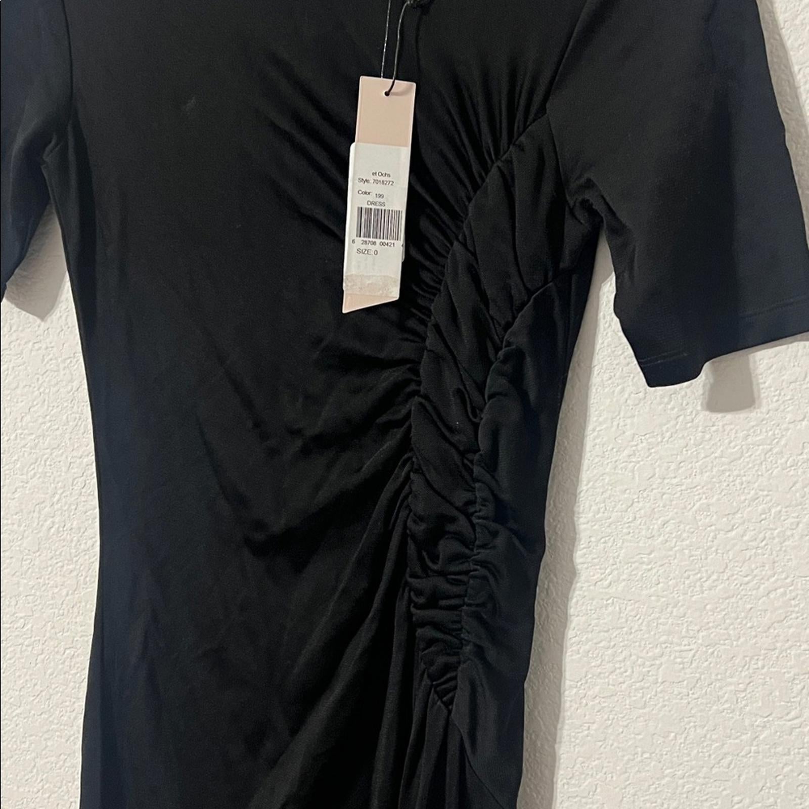 Et Ochs Isabelle Ruched Midi Dress in Black, Size 0 NEW w/Tag $1,195