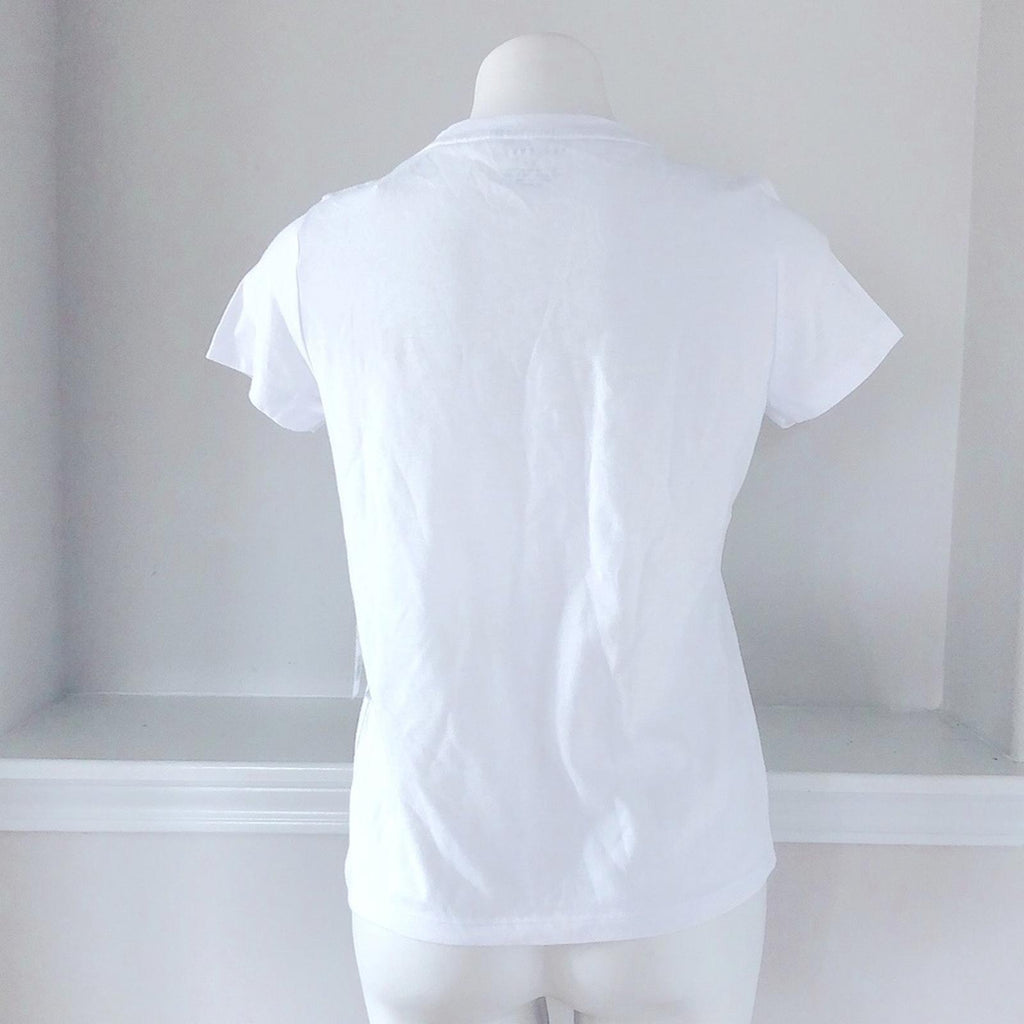 Rae Dunn Tee “WHAT DAY IS IT?” Short Sleeve T-Shirt in White, Size S
