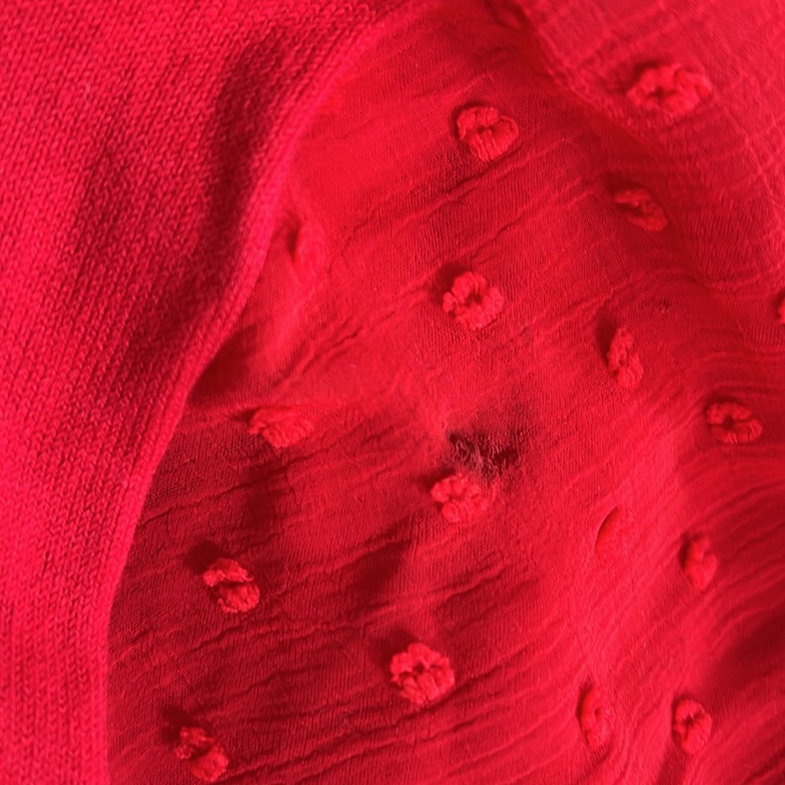 CeCe Clip Dot Sleeve Crewneck Sweater in Red, New w/Tag