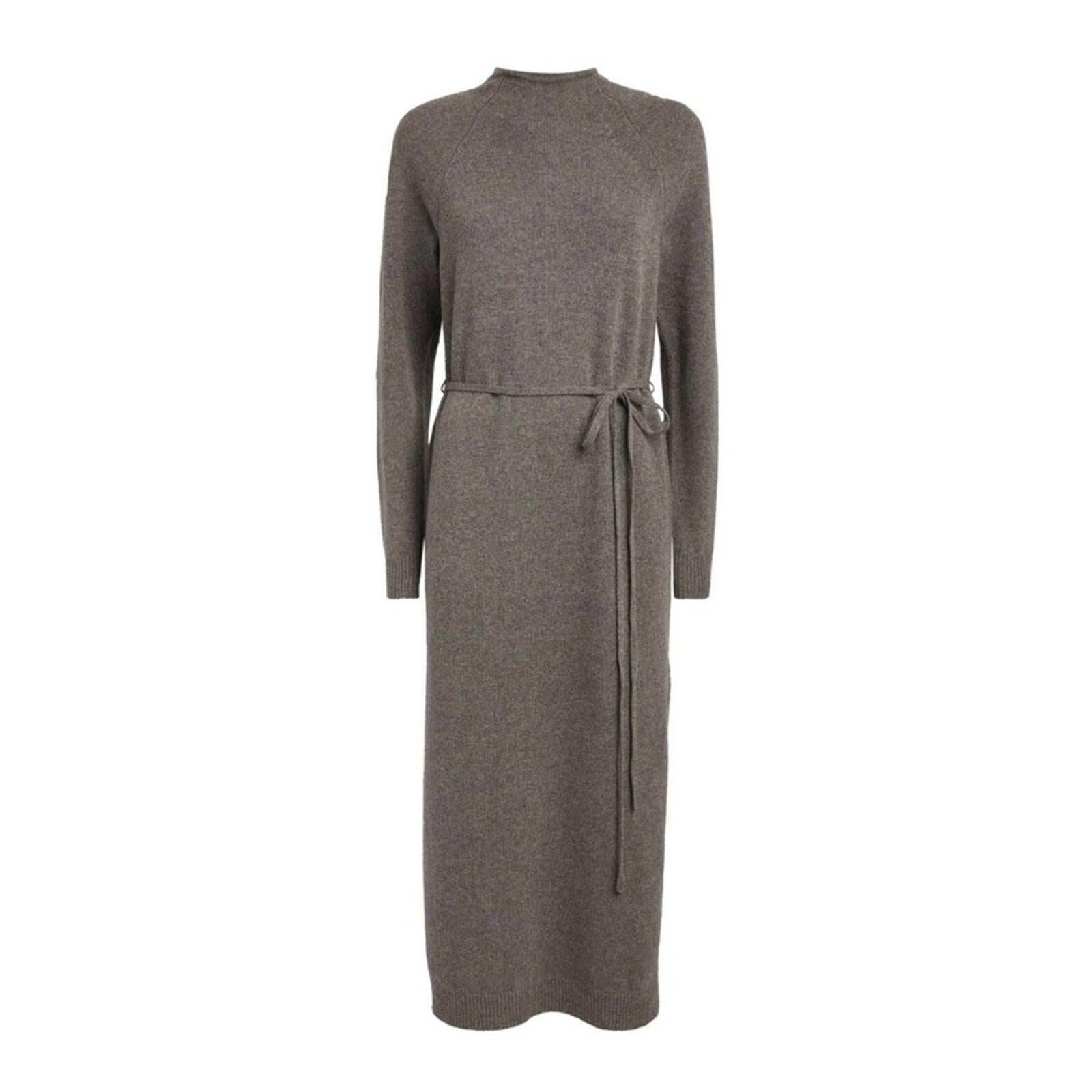 Theory Raglan Sleeve Wool-Cashmere Knit Midi Dress in Grey Melange, Size L, NEW