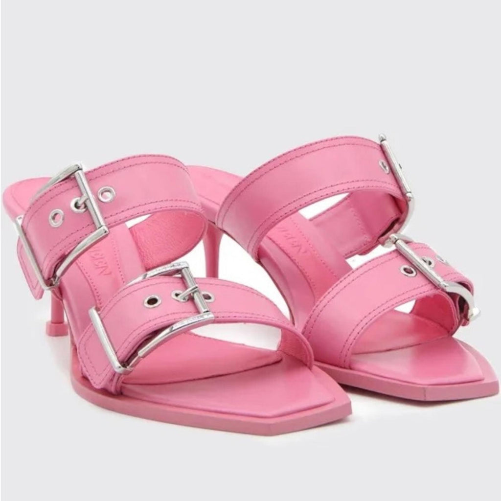 Alexander McQueen Double Buckle Punk Mule in Pink, Size 39 New w/DustBag $1050