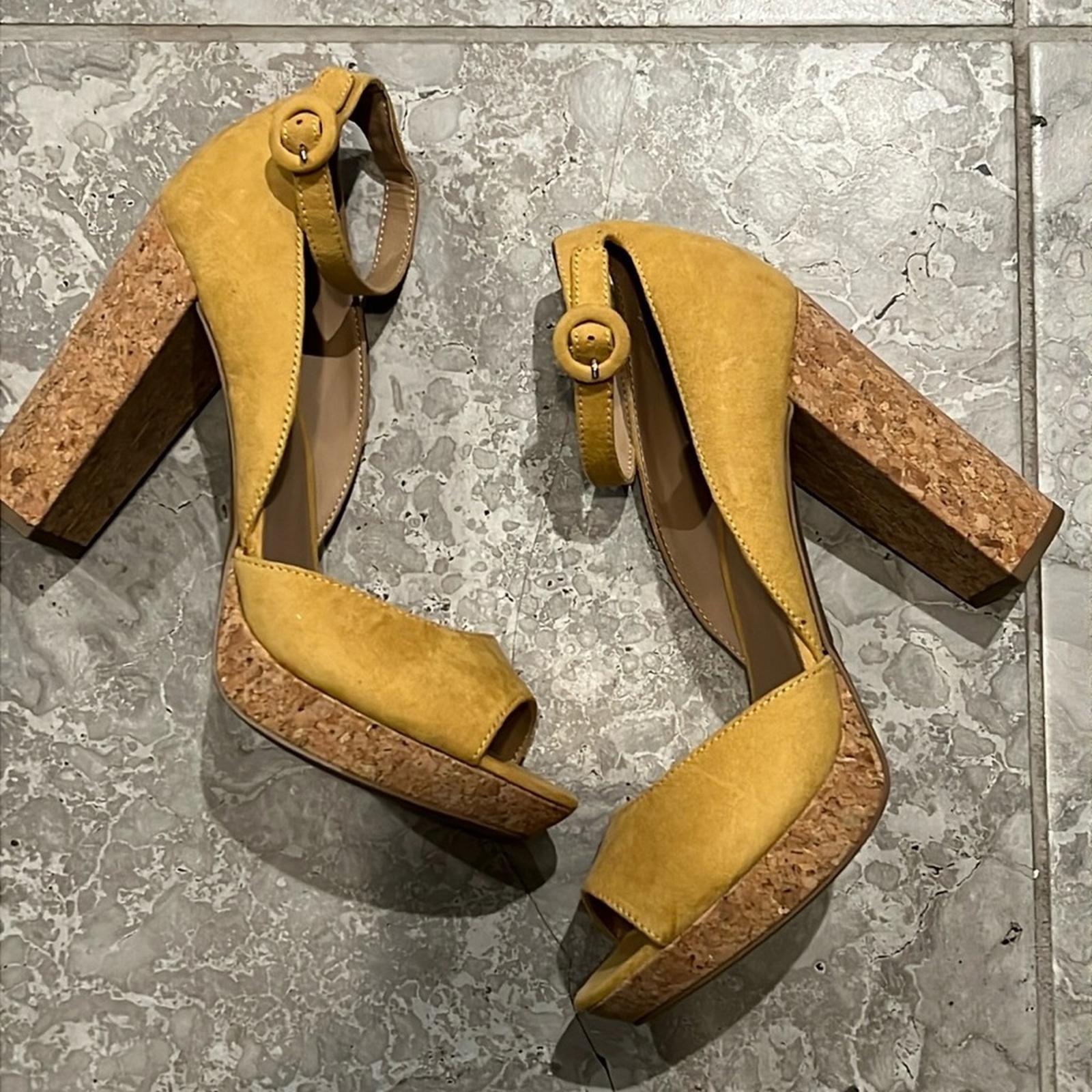 Sun+Stone Reeta Block Heel Platform Sandals in Yellow, Size 11 New