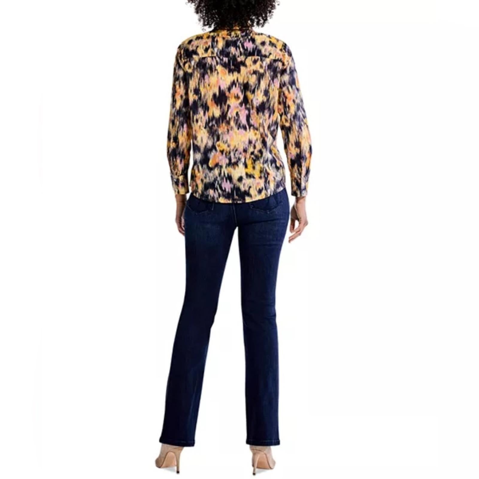 NIC+ZOE Dreamy Refined Ruffle Shirt, Yellow Multi Size XL New w/Tag $158