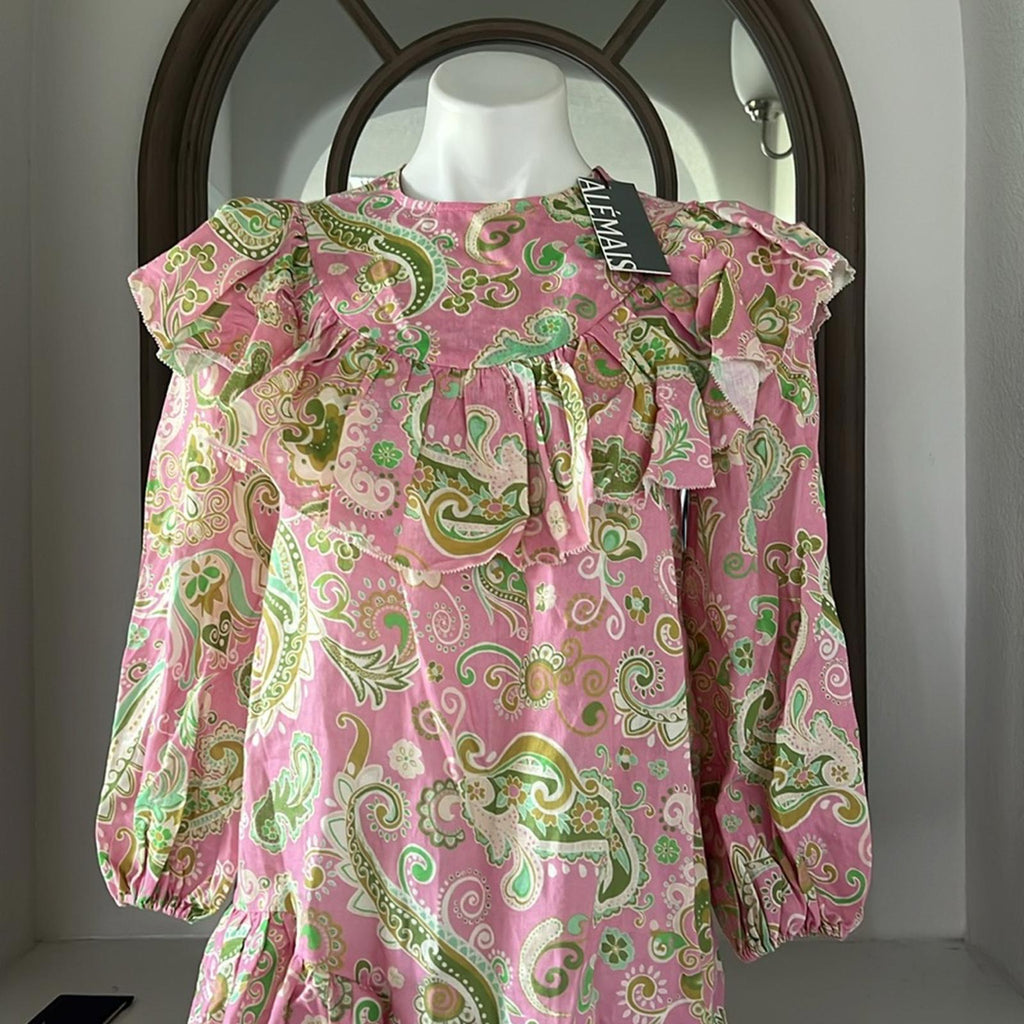ALÉMAIS Marta Linen Ruffle Mini Dress, Size AUS 4 New w/Tag