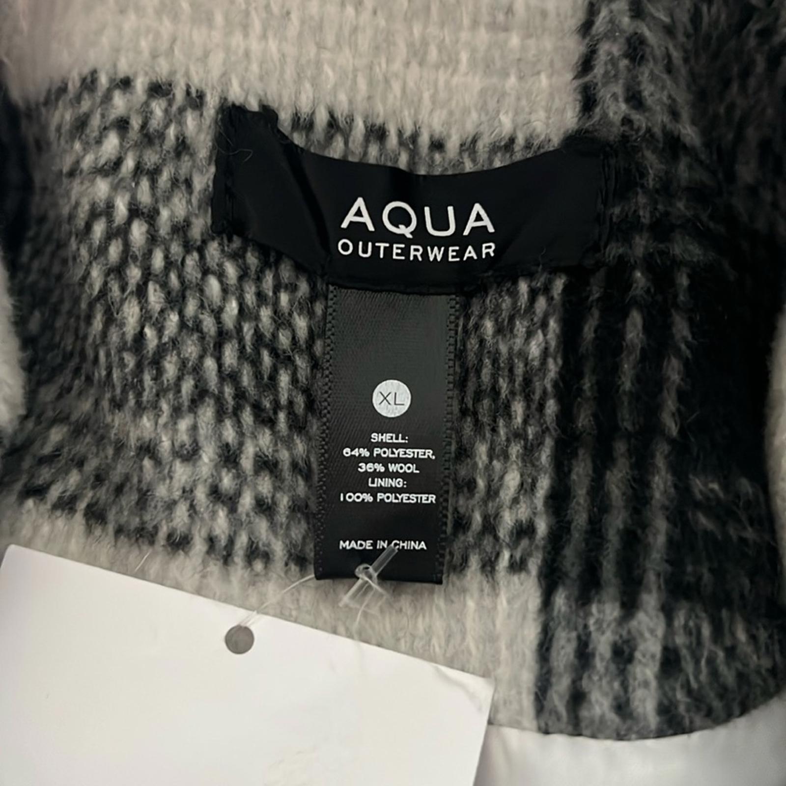 AQUA Scarf Collar Coat in Black/White, Size XL NEW w/Tag Retail $178