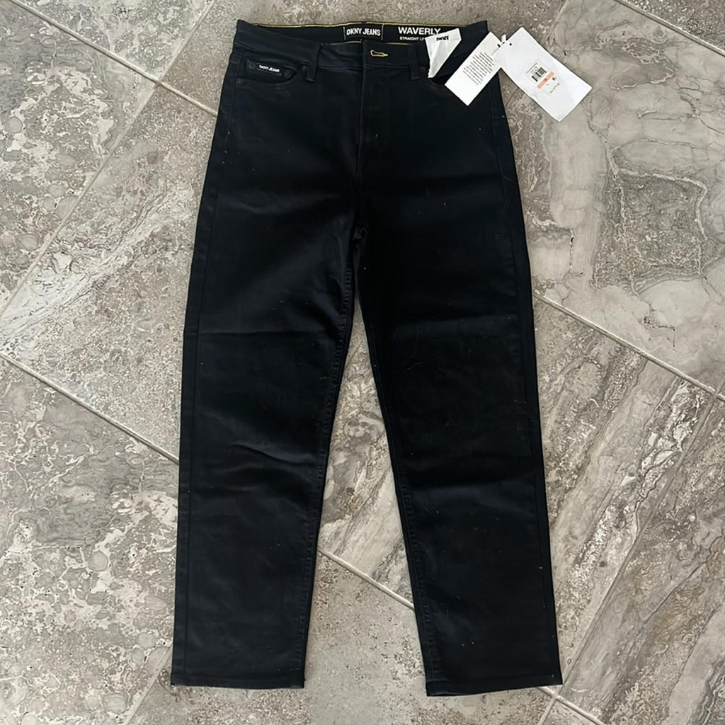 DKNY JEANS Waverly Straight-Leg Jeans, Rinse Black Size 28/6 New w/Tag
