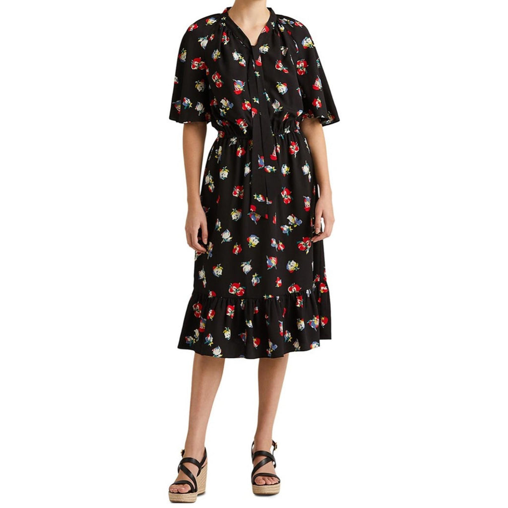 Lauren Ralph Lauren Floral Crepe Tie-Neck Dress, Size 14 EXCELLENT! Retail $155