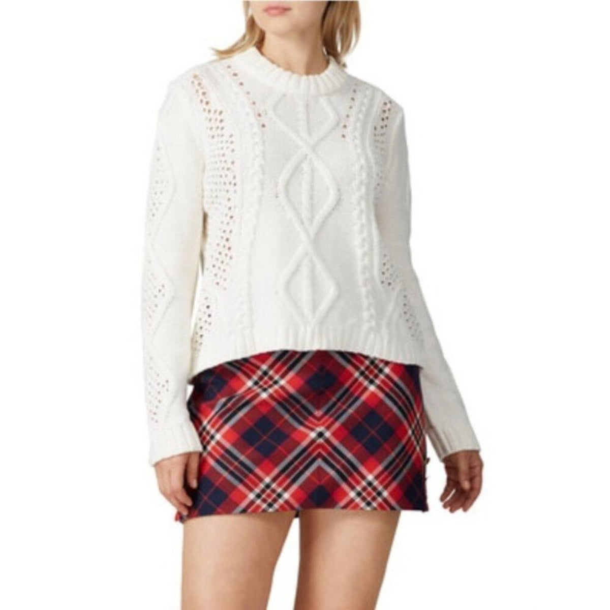 Rachel Roy Adrina Crewneck Pullover in Ivory, Size L New w/o Tag