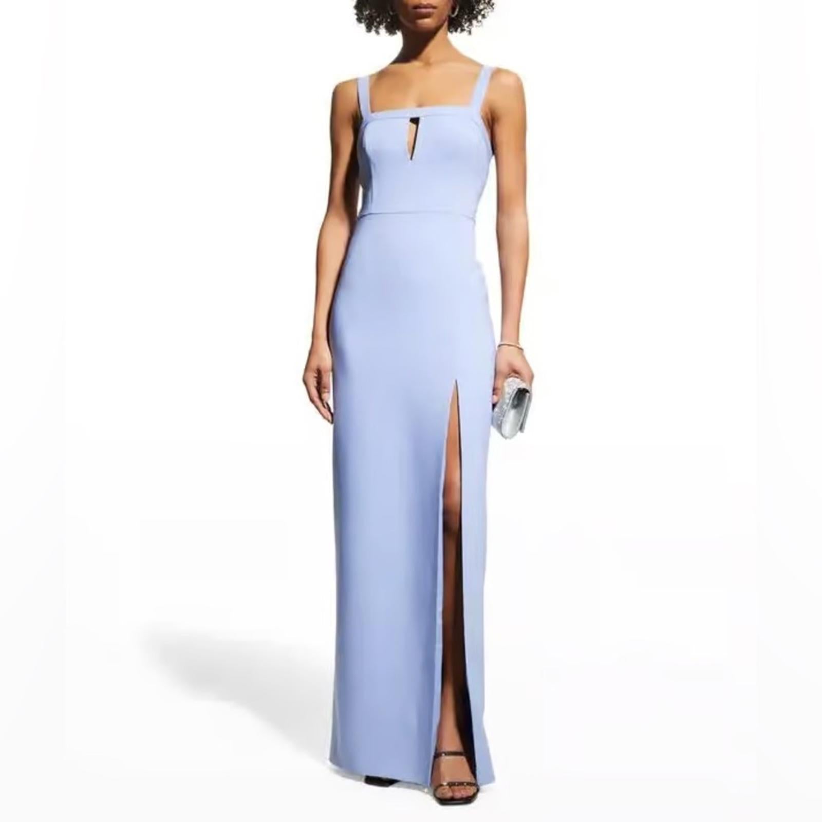 Aidan Mattox Sleeveless Cutout Column Gown in Baby Blue, Size 4 NEW w/Tag $220