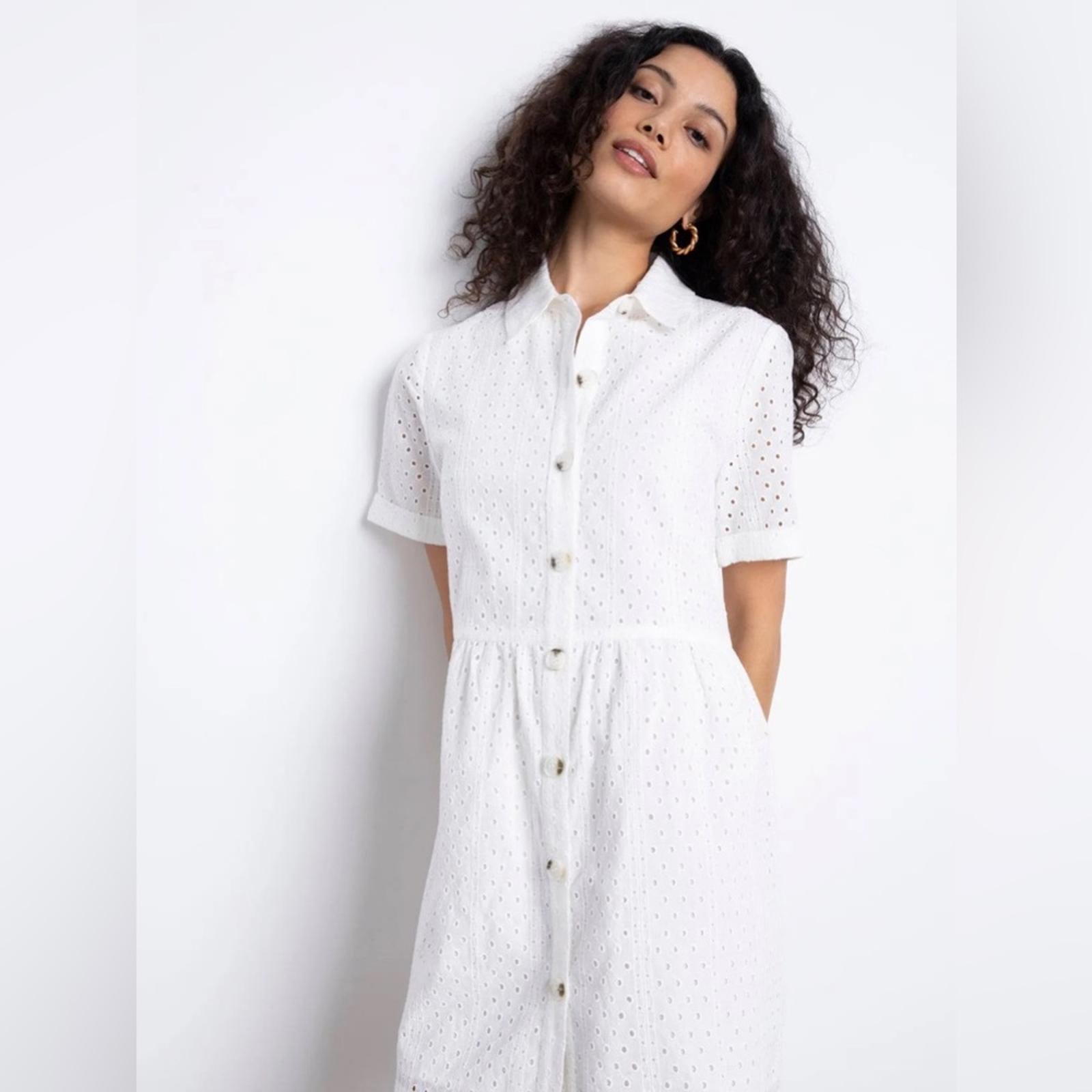 Sanctuary Heirloom Collared Midi Shirtdress in White, Size S NEW w/Tag