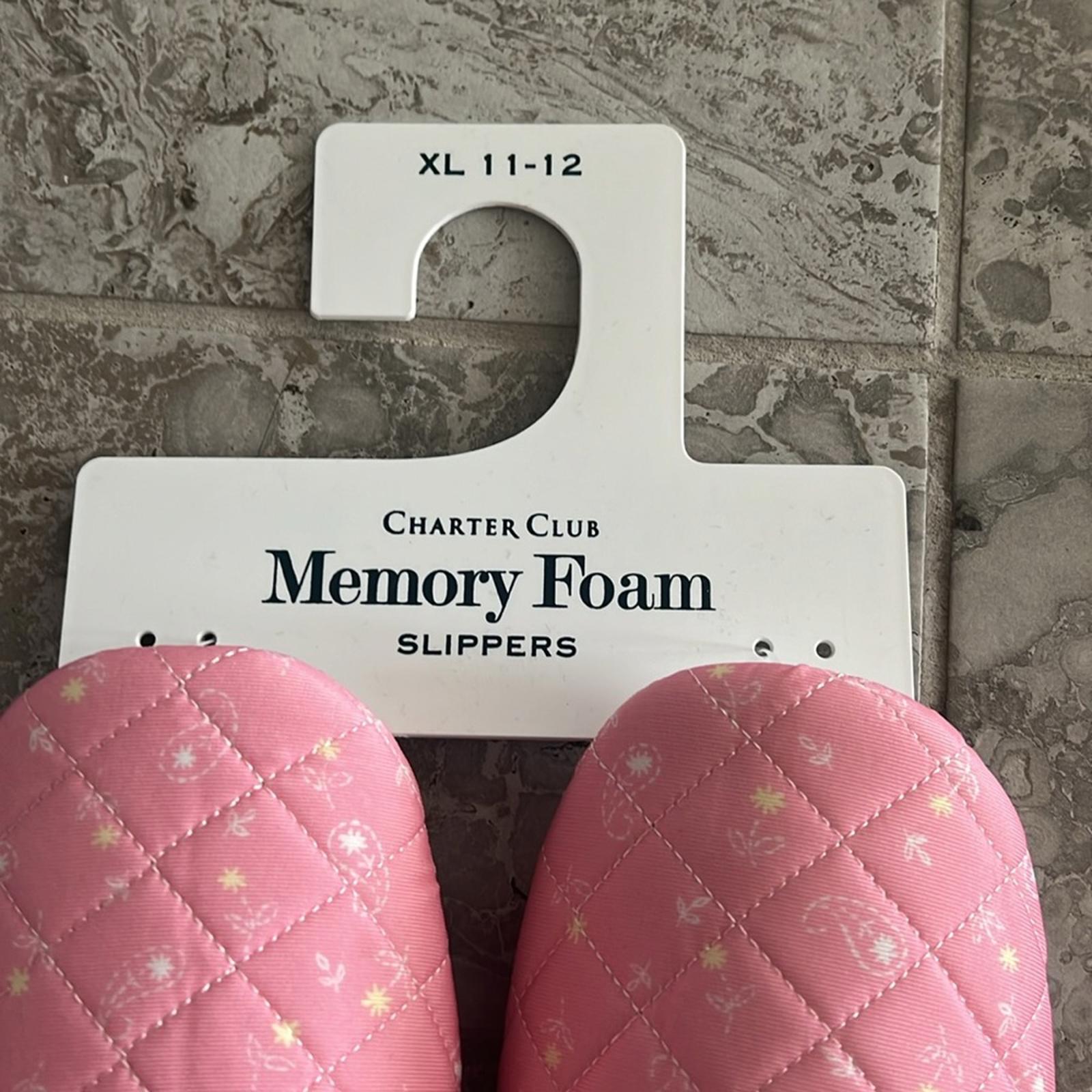 New Charter Club Quilted Paisley Floral Slippers, Pink Size XL (US 11-12) NWT