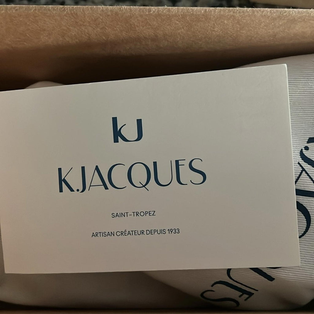 K.Jacques Lemovis Woven Strap Thong Sandals, Champagne Size 36 New + DustBag