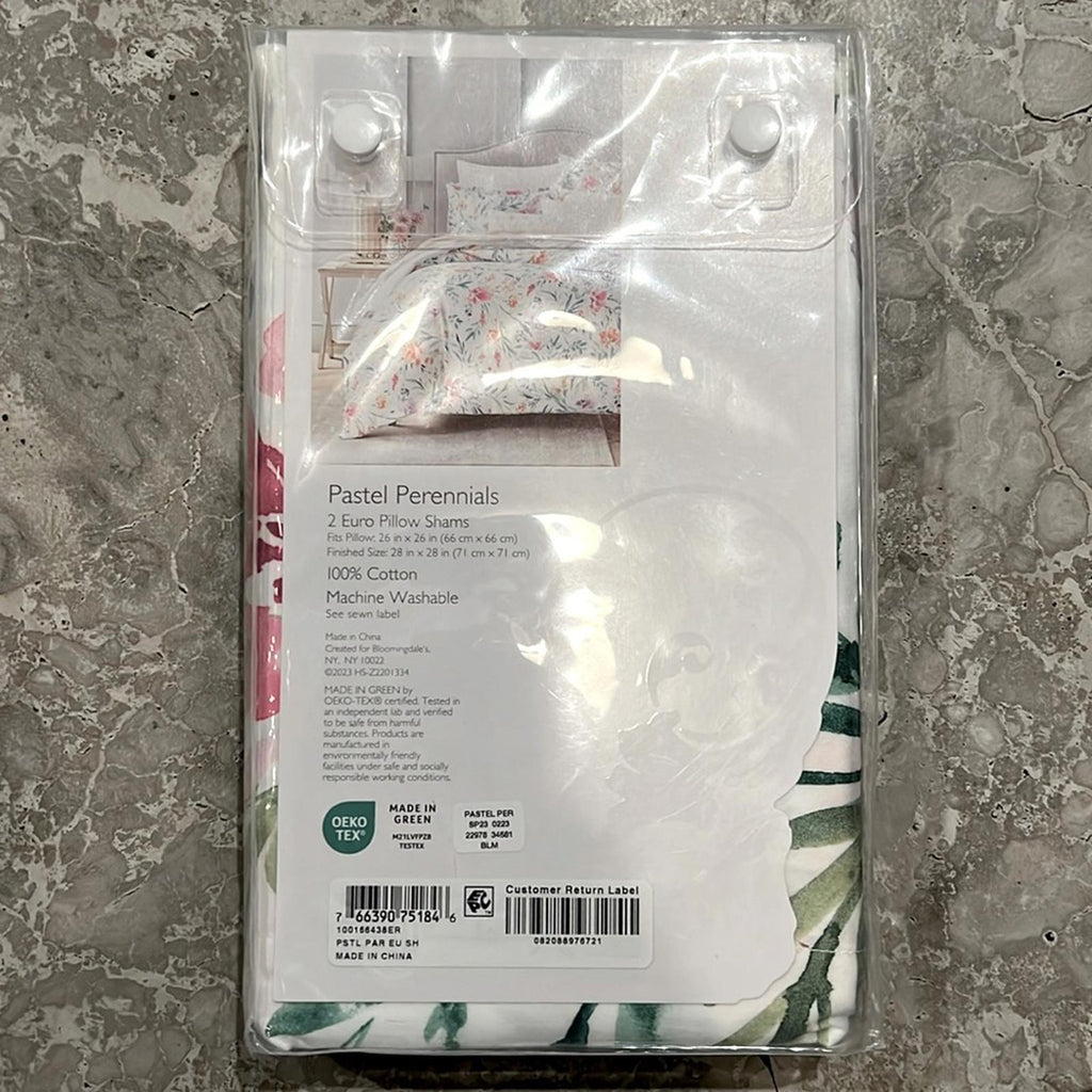 2 SKY Pastel Perennials Floral Euro Shams in Multi, New in Box $145