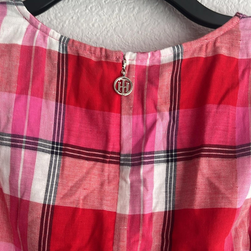Tommy Hilfiger Majorca Casual Sleeveless Plaid Dress w/Tie, NWT, Size 16