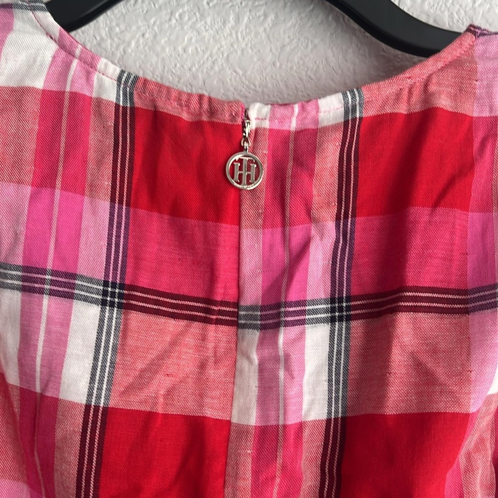 Tommy Hilfiger Majorca Casual Sleeveless Plaid Dress w/Tie, NWT, Size 16