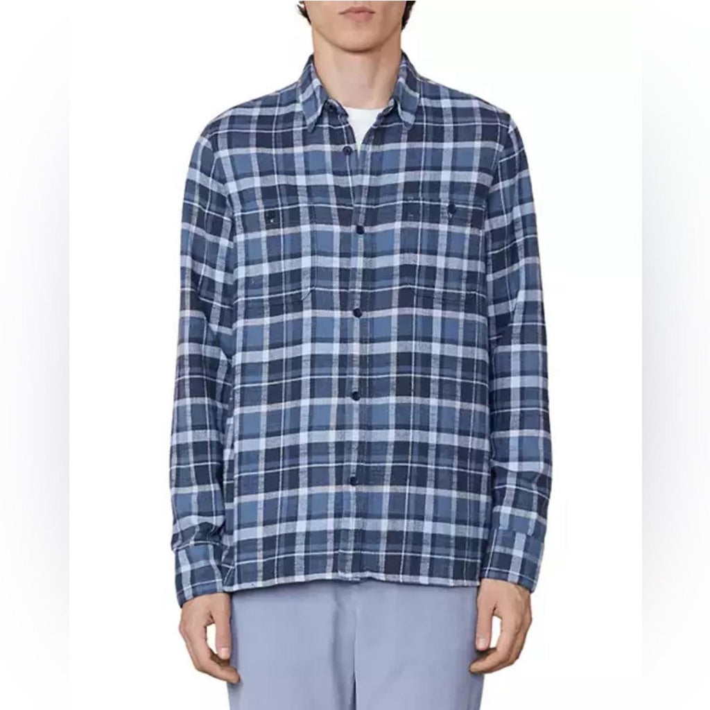 Officine Générale Ahmad Twill Check Button Down Shirt, Size L New w/Tag $395