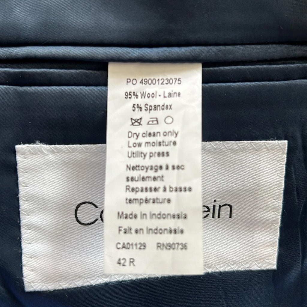 NEW Calvin Klein Two-Button Skinny Fit Wool Suit Jacket, Size 42R Retail $450