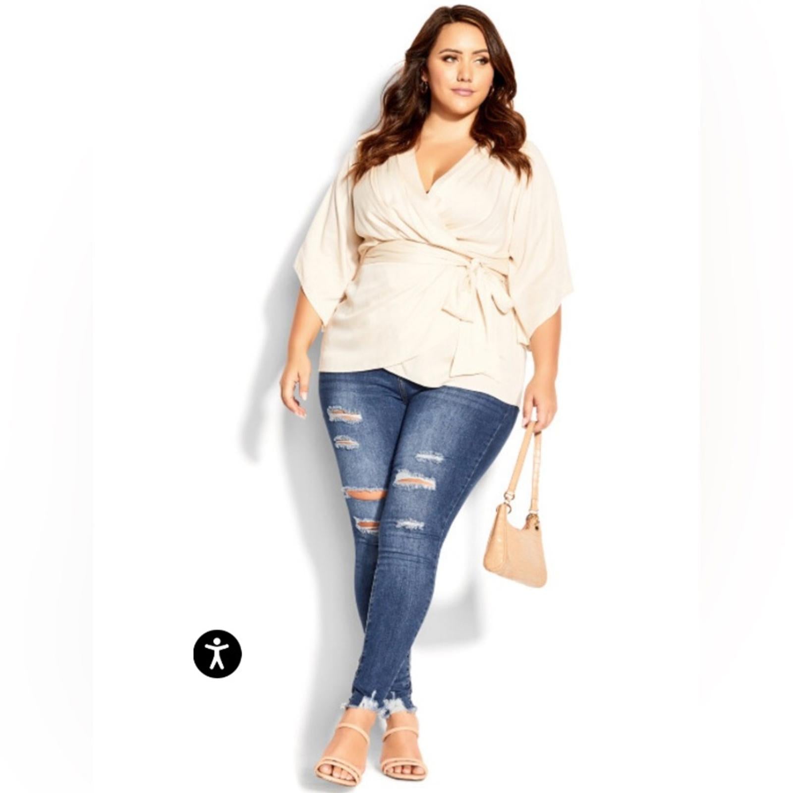 City Chic Opulent Wrap Top in Vanilla without Belt, NWT, Size 18