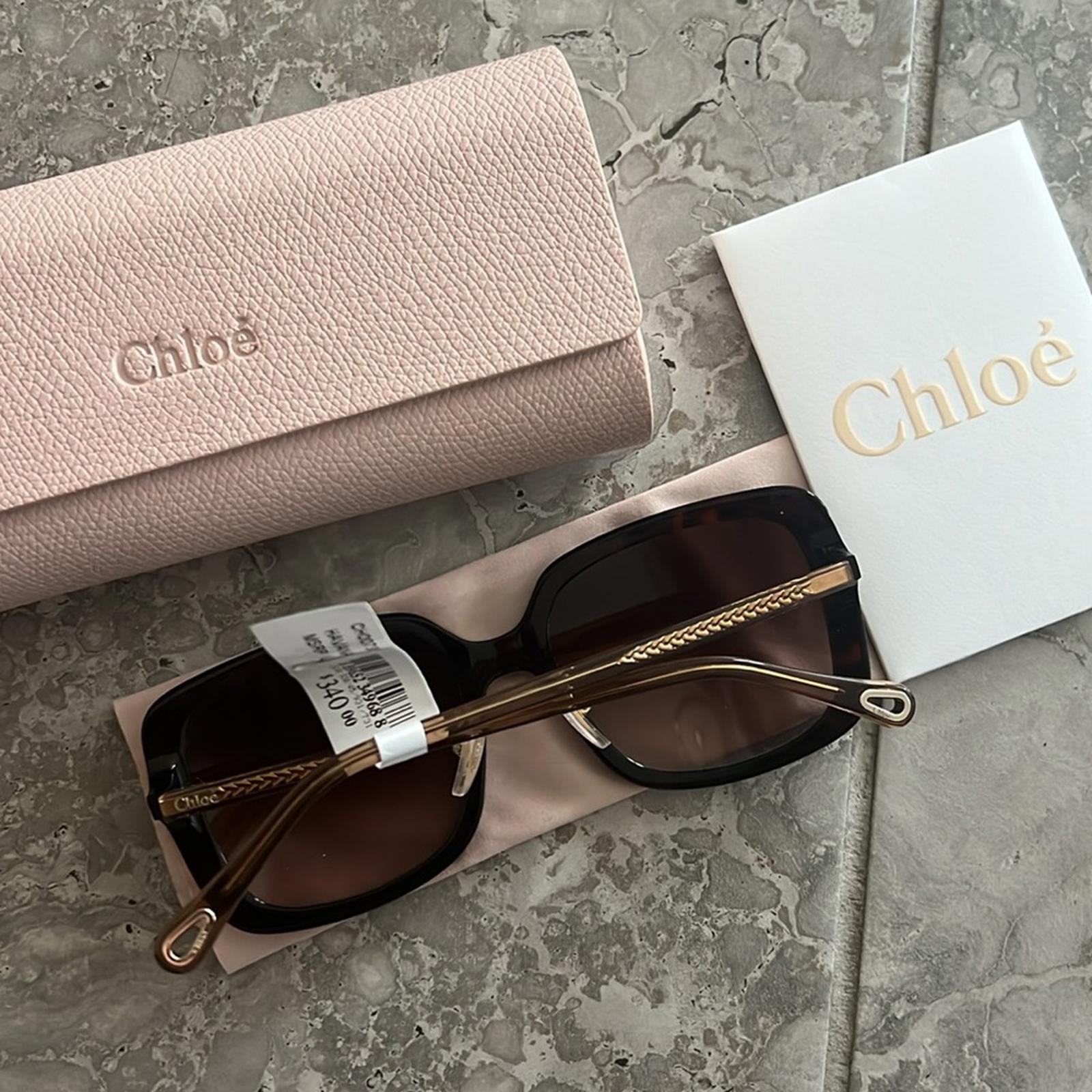 Chloe Gradient Rectangle Acetate Sunglasses, Full Inclusion- Case, Wipe, NEW
