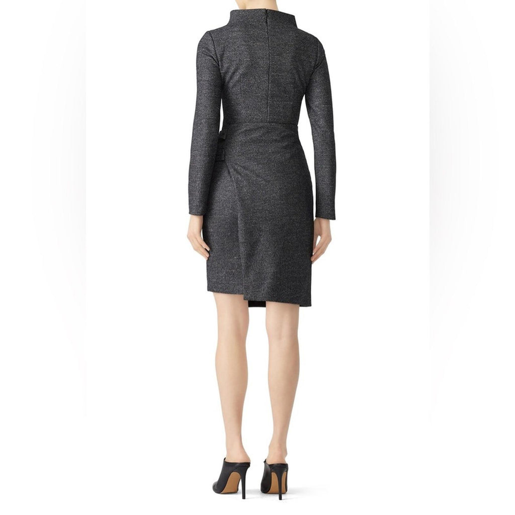 Badgley Mischka Charcoal Faux Wrap Dress Size 6 EXCELLENT Retail $495