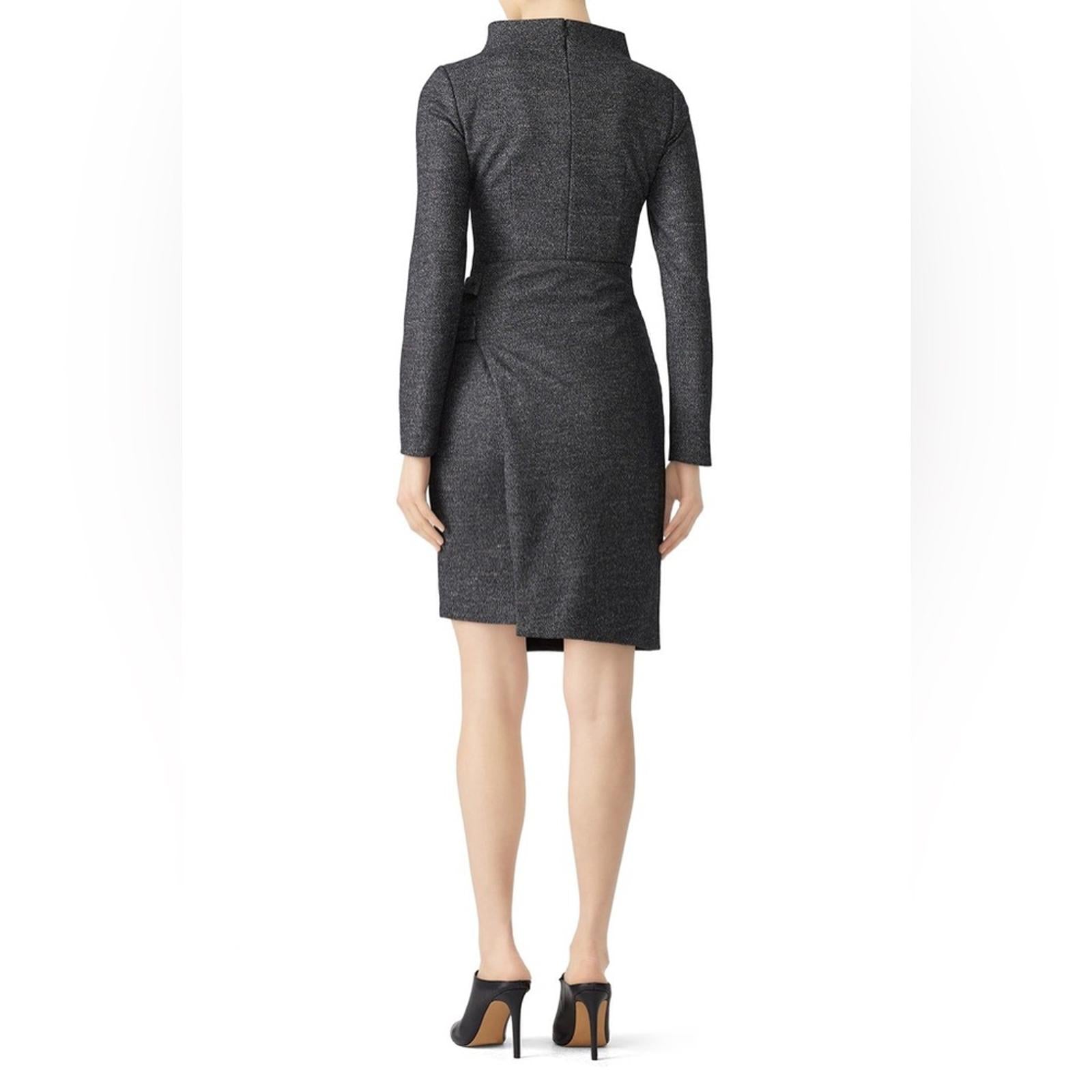 Badgley Mischka Charcoal Faux Wrap Dress Size 6 EXCELLENT Retail $495