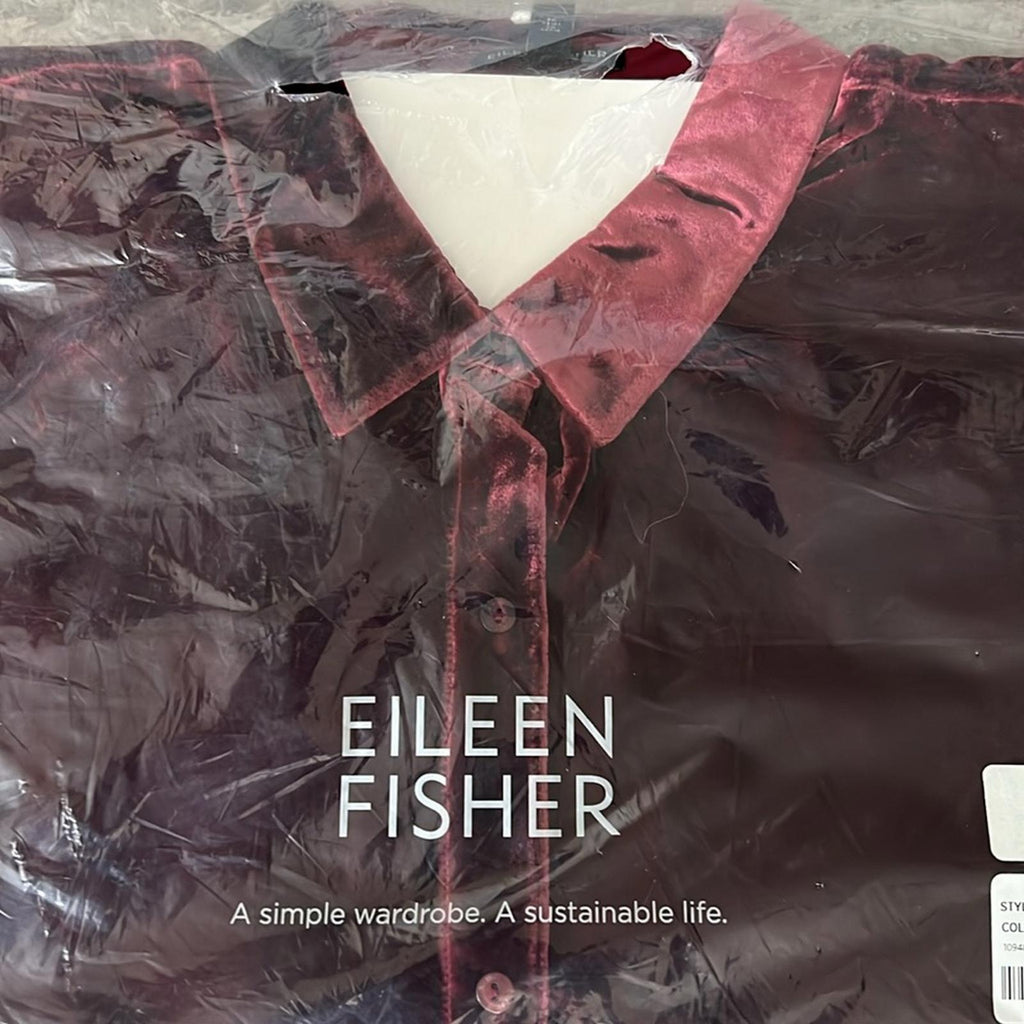 NWT Eileen Fisher Classic Collar Velvet Shirt, Size XL New w/Tag Retail $