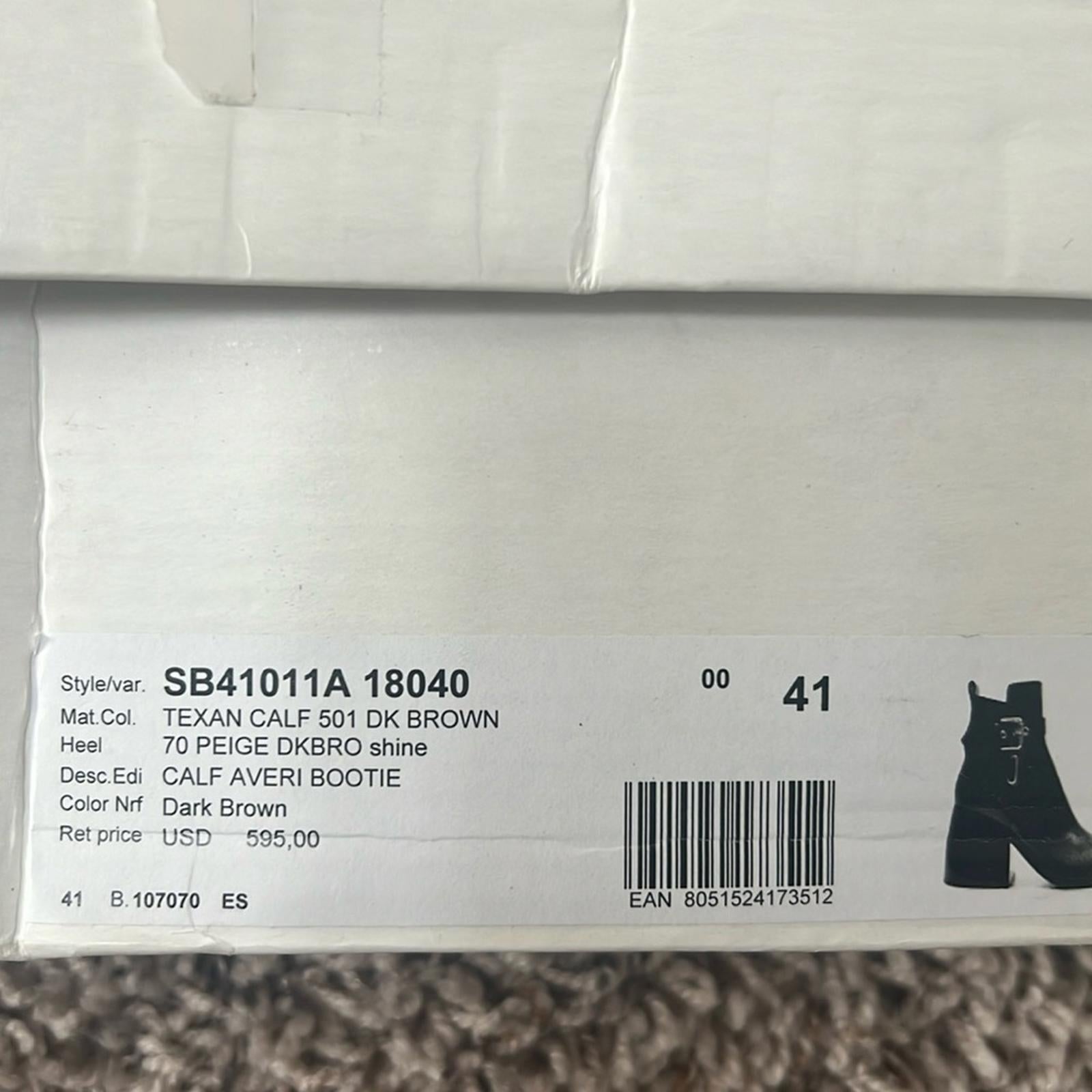 See by Chloé Dark Brown Calf Averi Block Heel Leather Bootie, Size 41 w/DustBag
