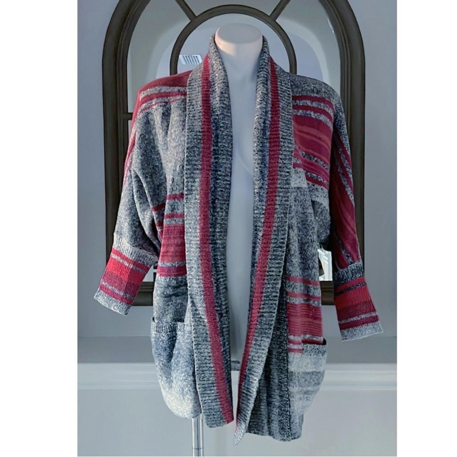 Nic+Zoe Santa Monica Open Front Cardigan w/Long Sleeves, Pink Multi Size XS NWT